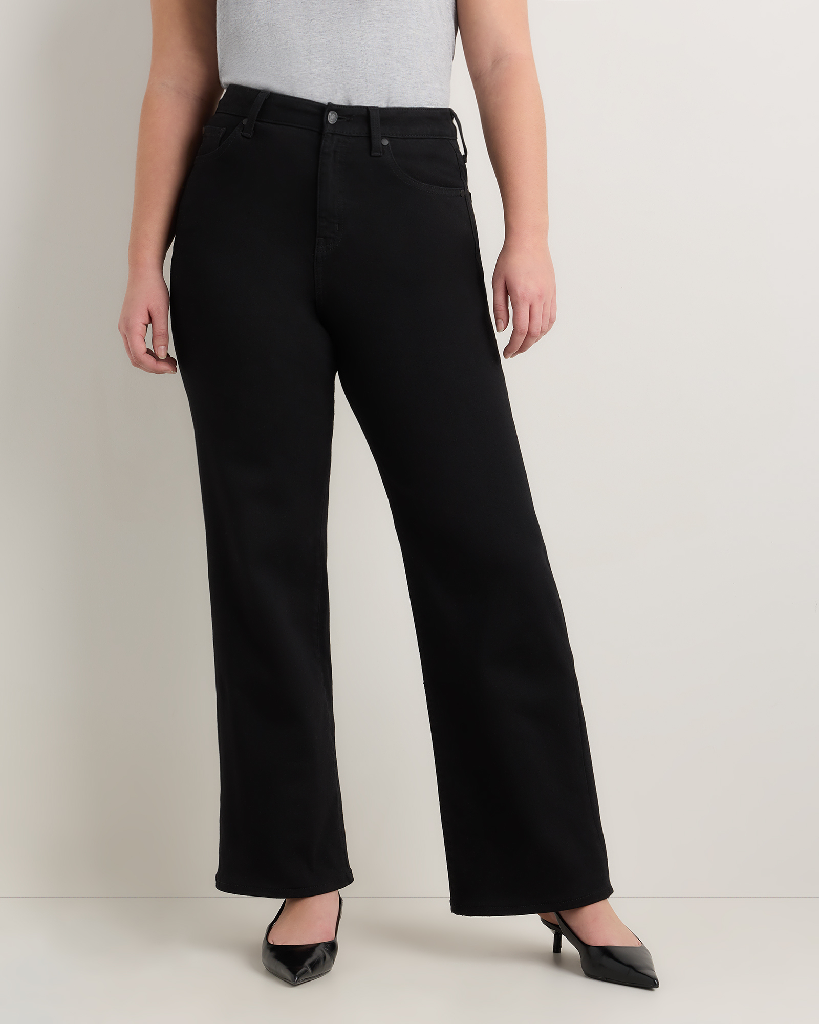 Black Curvy Bella Stretch Wide Leg Jeans