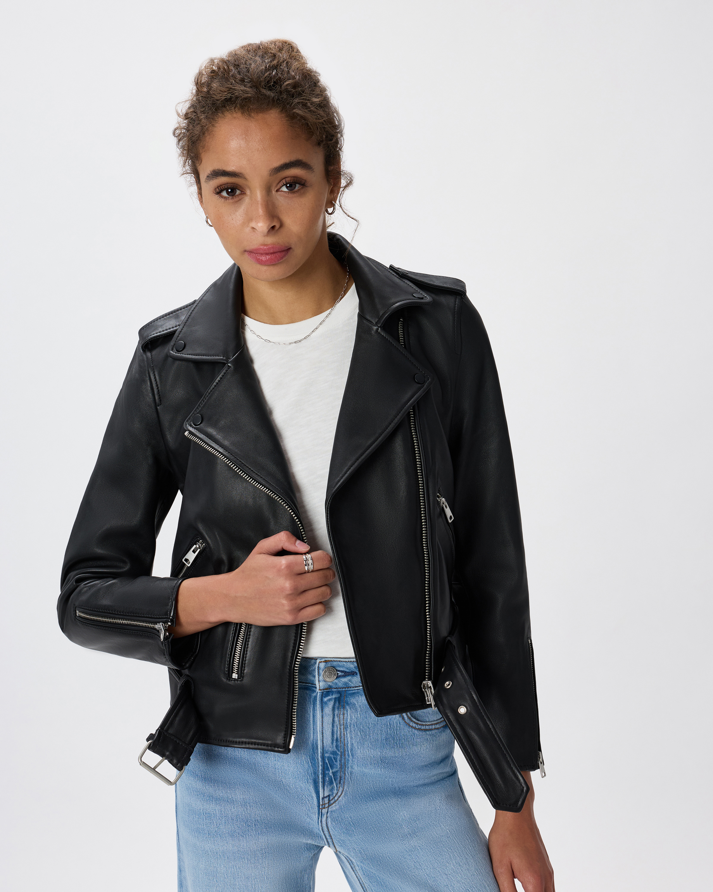 Quince Women's Motorcycle Jacket In Black