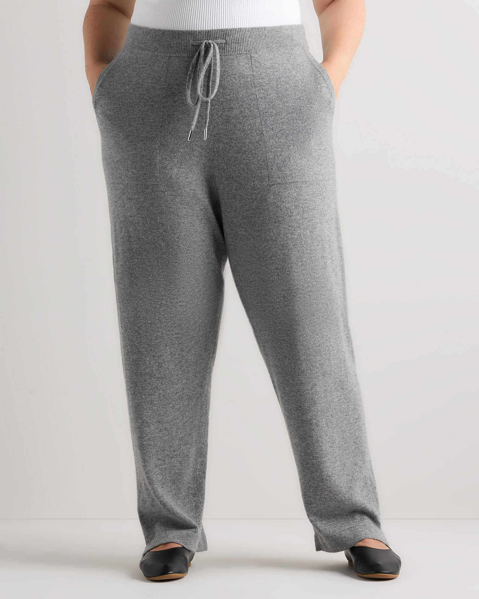 Heather Grey Mongolian Cashmere Straight Leg Pants