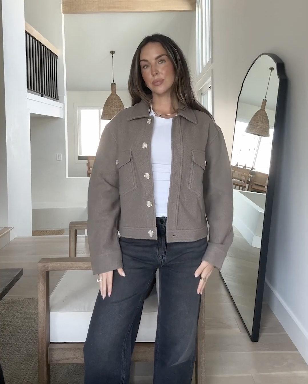 100% Merino Wool Cropped Shirt Jacket