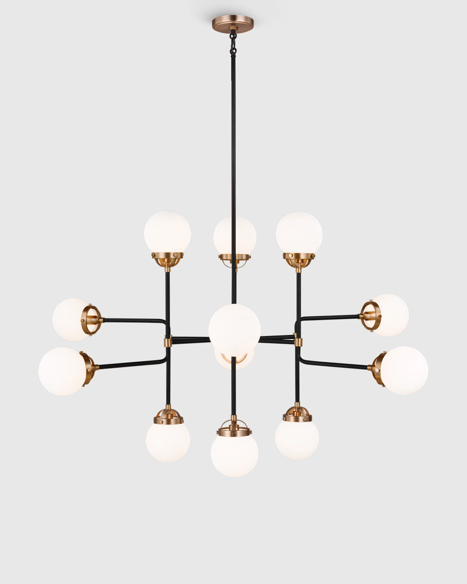 Multi Glass Globe Steel Chandelier