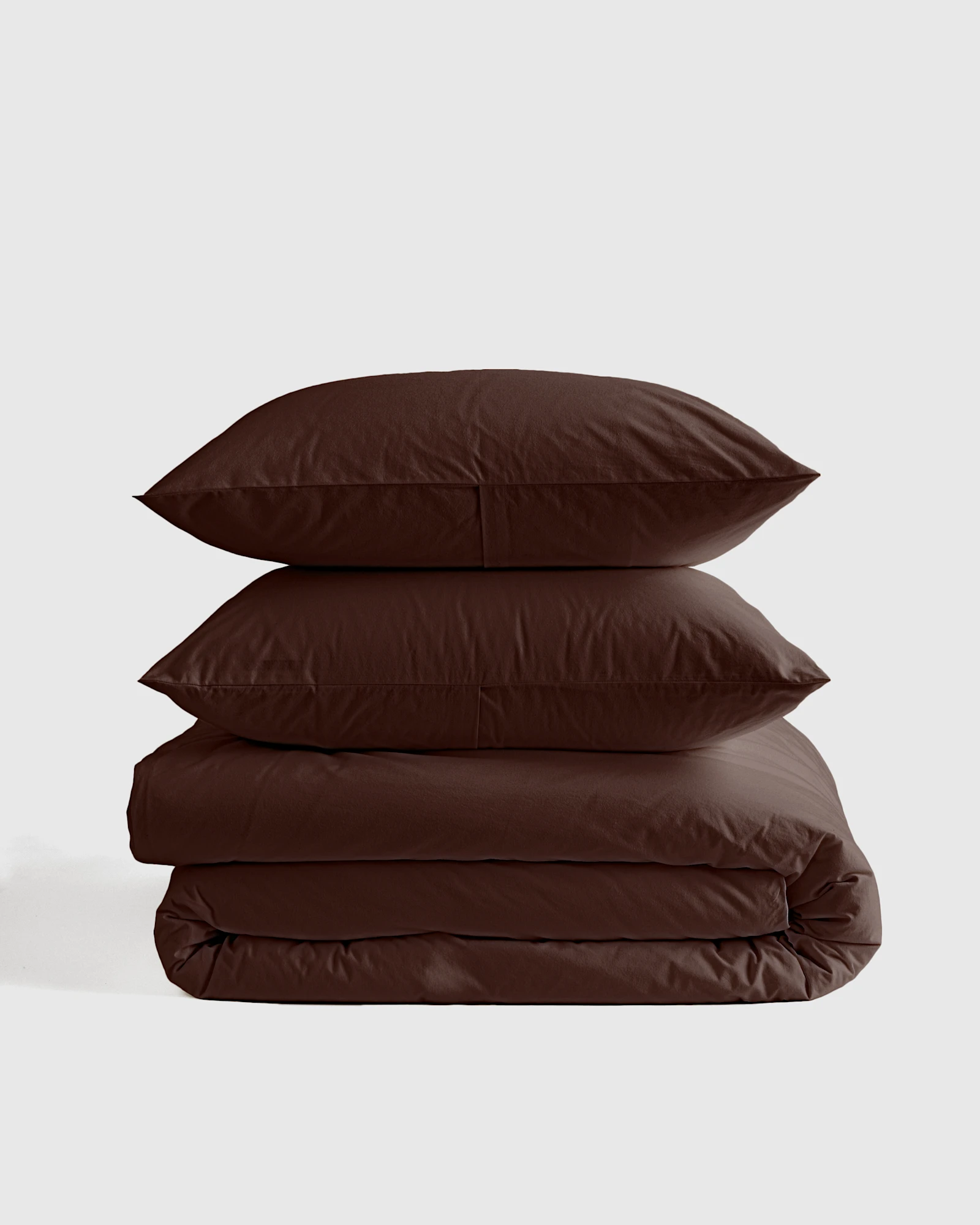 Organic Brushed Cotton Duvet Cover Set - Espresso, Full/Queen