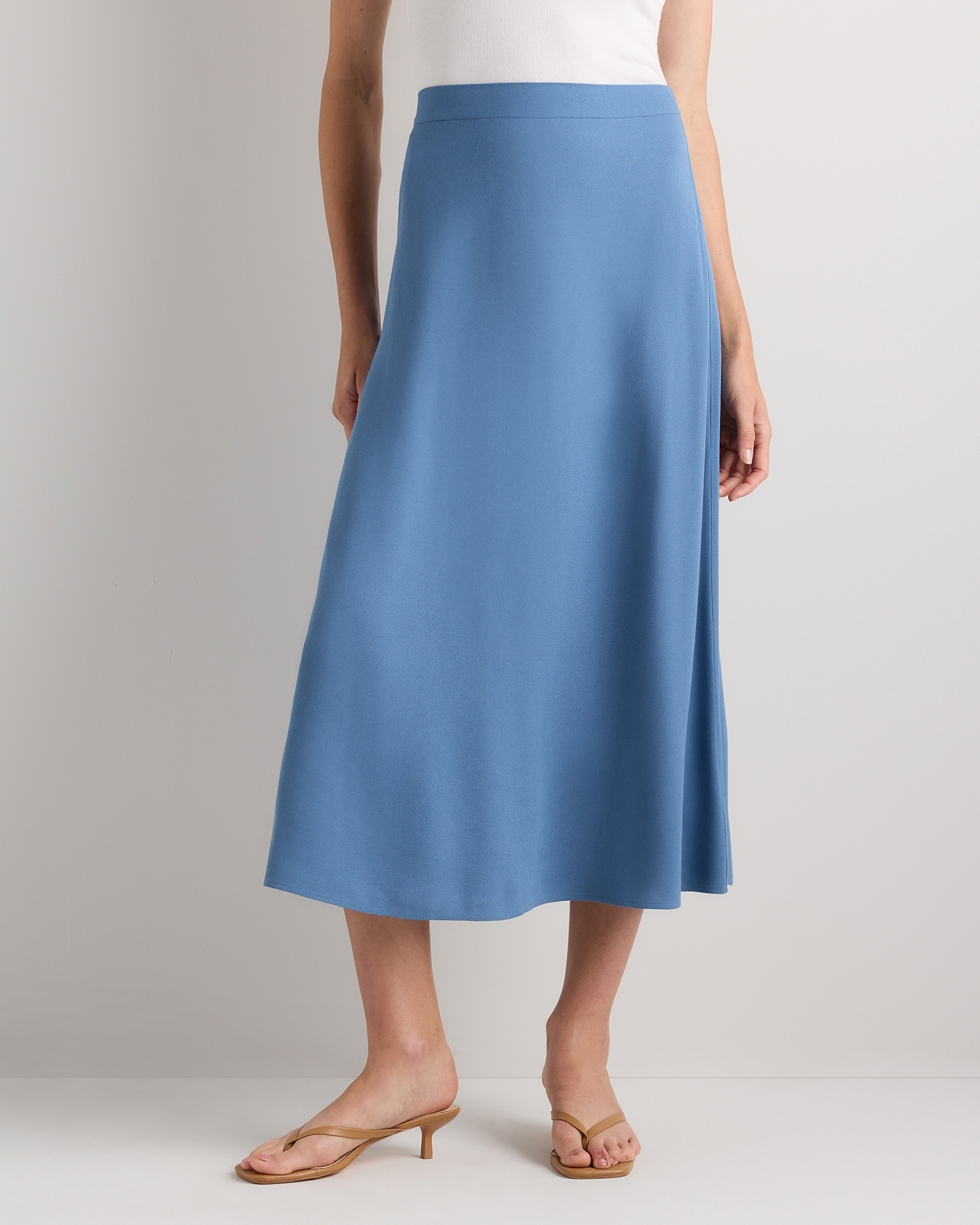 Moonstone Blue Lightweight Crepe Slip Skirt