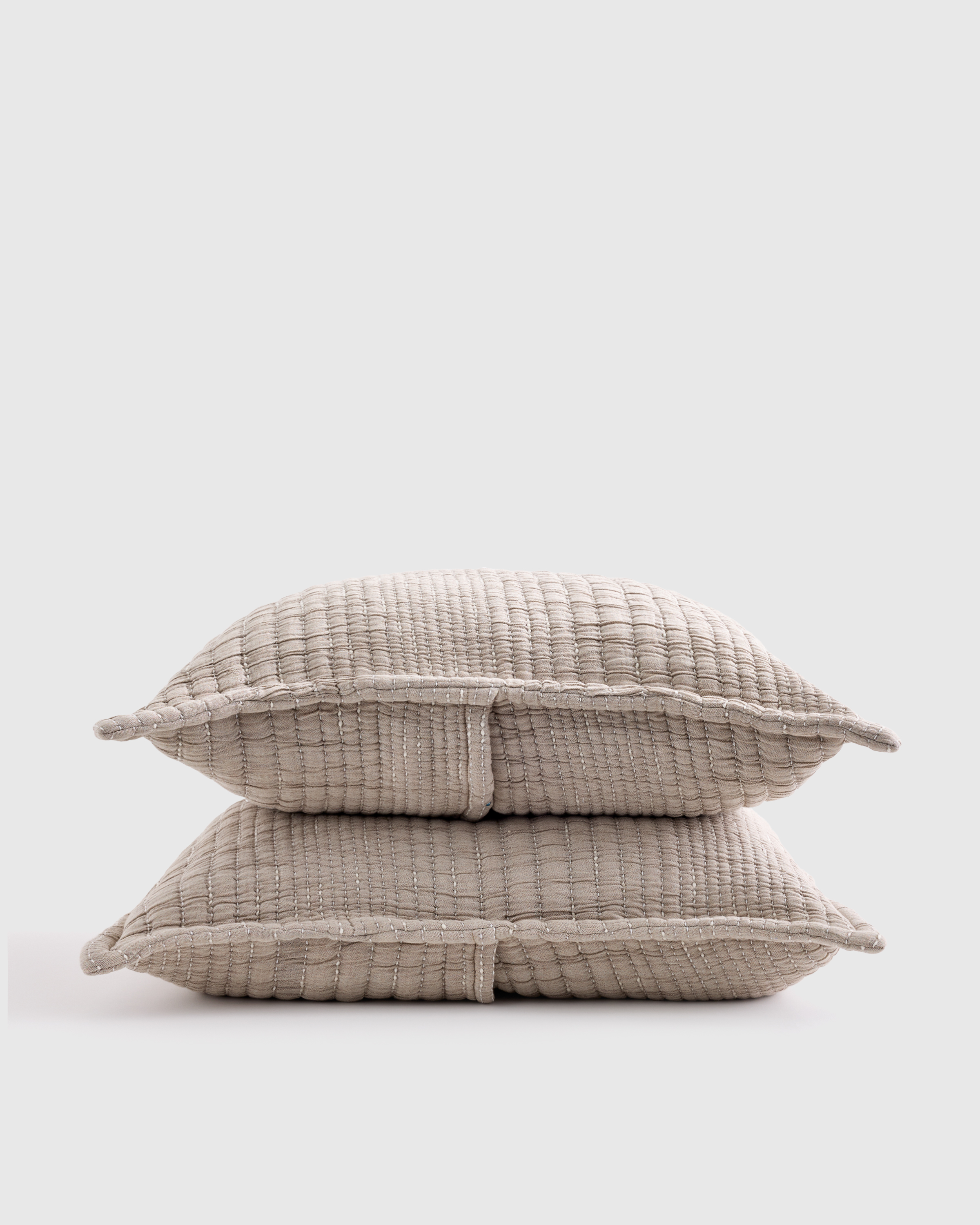 Taupe Organic Cotton Channel Stitch Sham Set