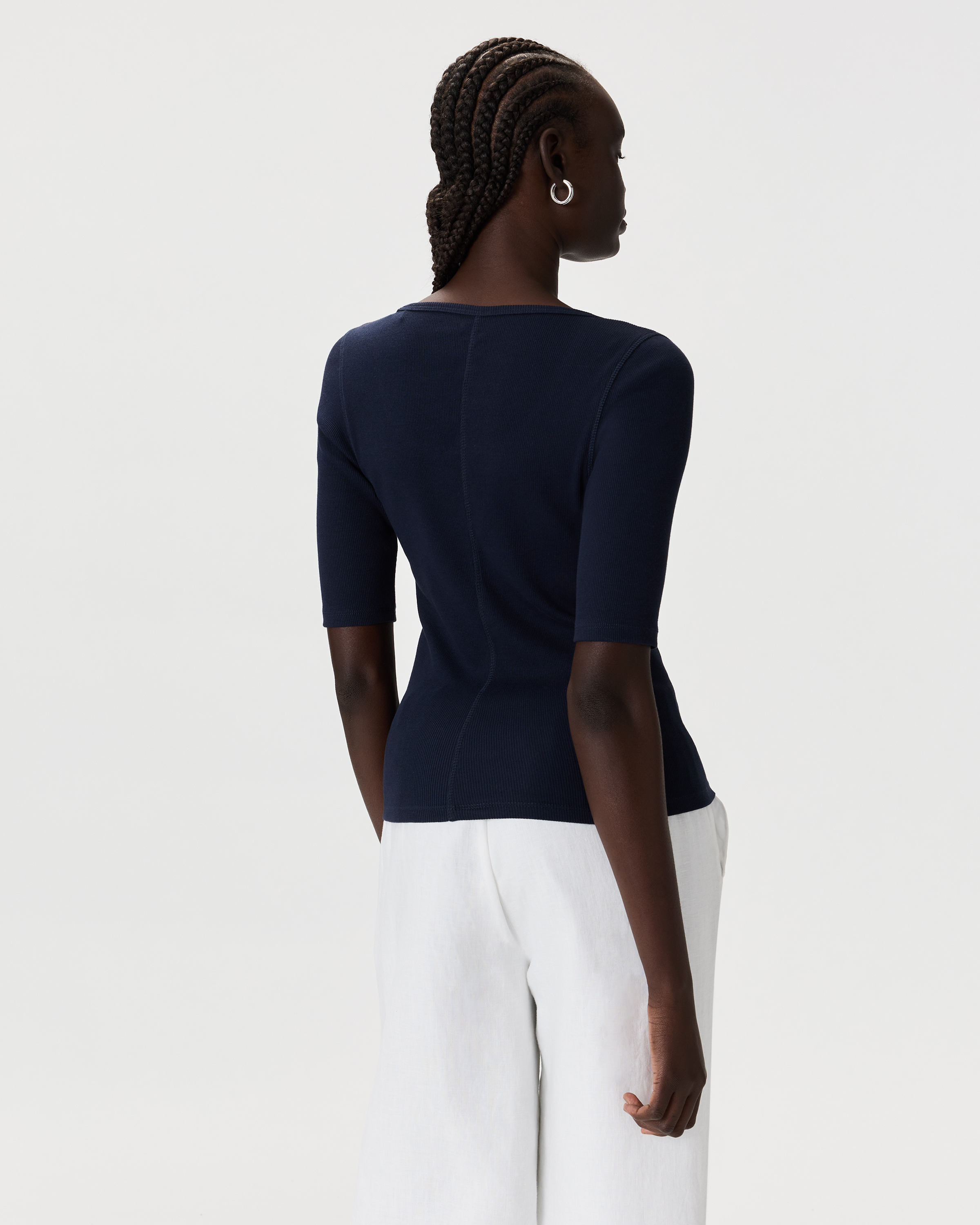 Organic Cotton Micro-Rib Elbow Sleeve Tee