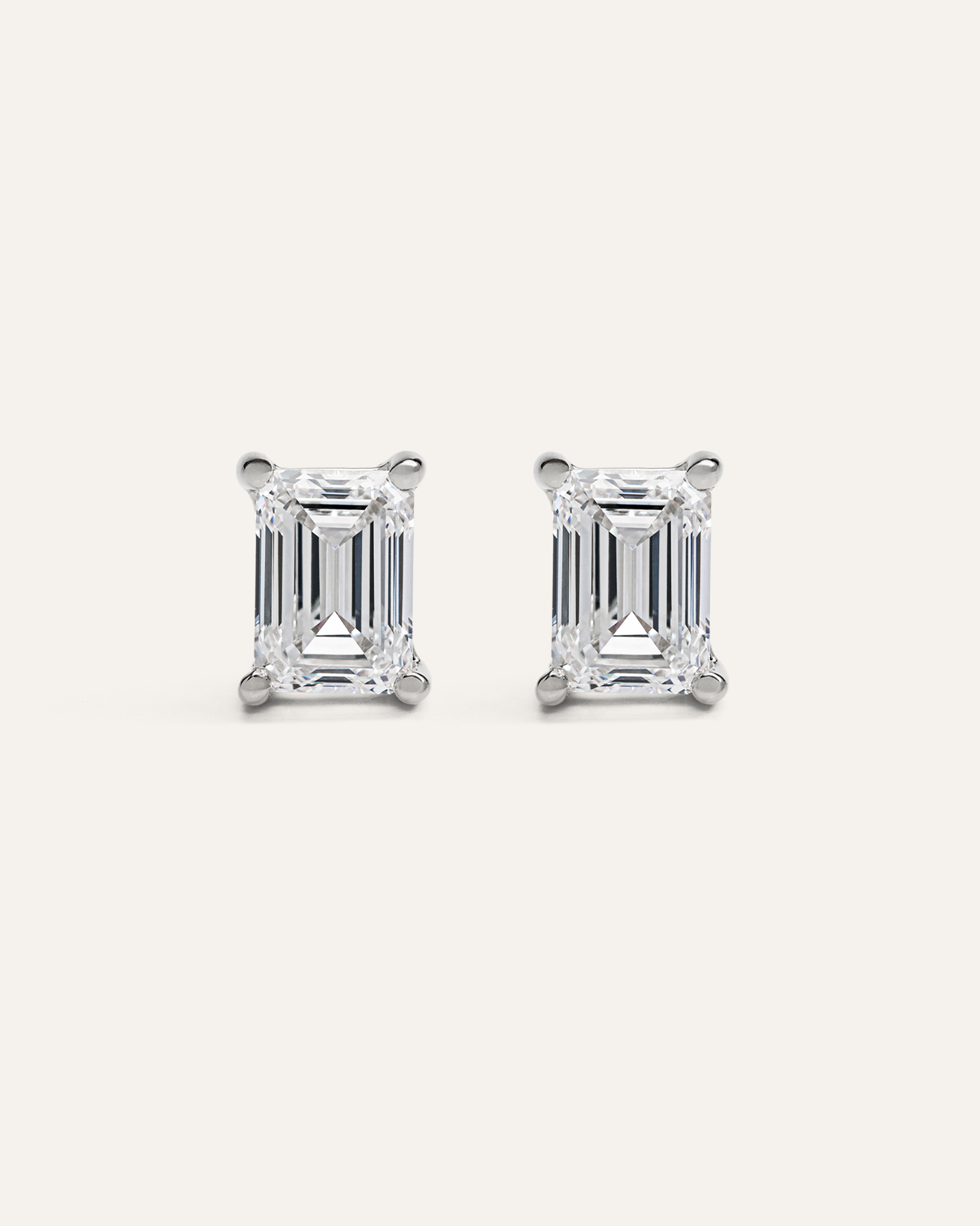White Gold 14K Gold Lab Grown Diamond Statement Emerald Studs - 6ctw