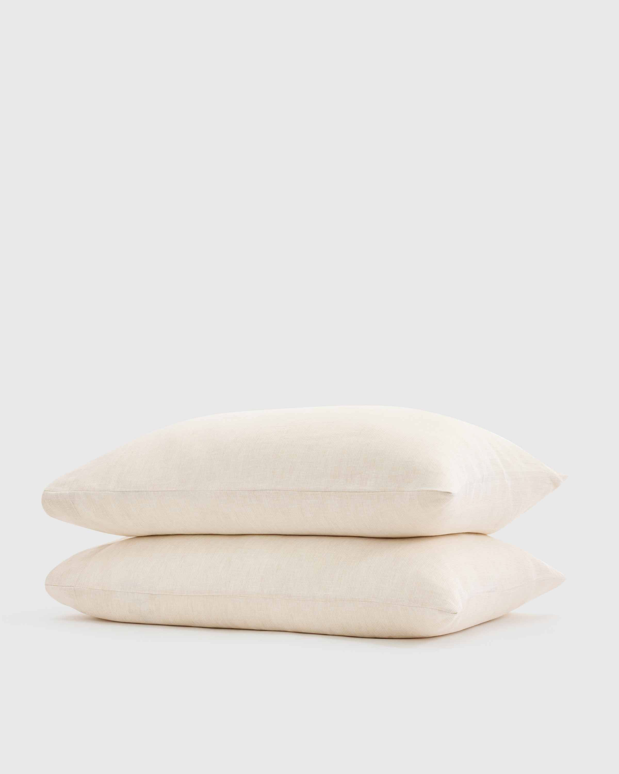 Natural/White Mini Pinstripe European Linen Stripe Pillowcases Set