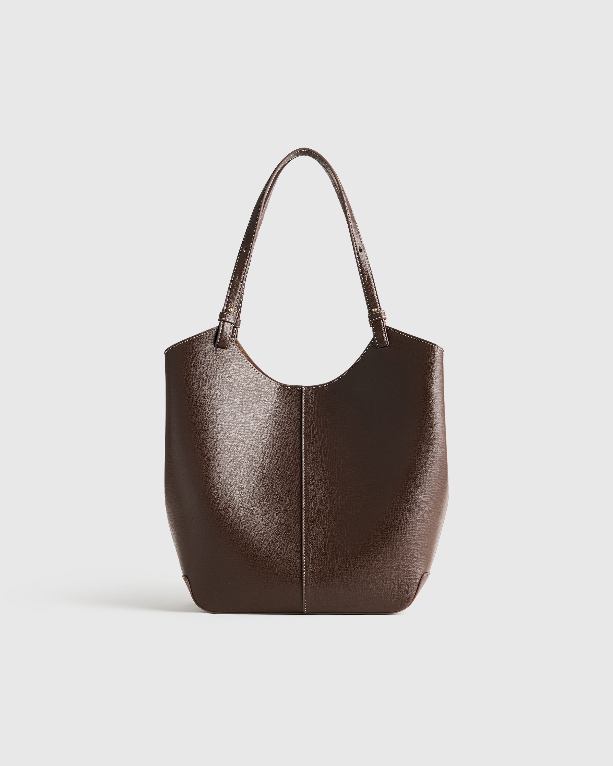 Italian Leather Trapeze Tote in Dark Brown