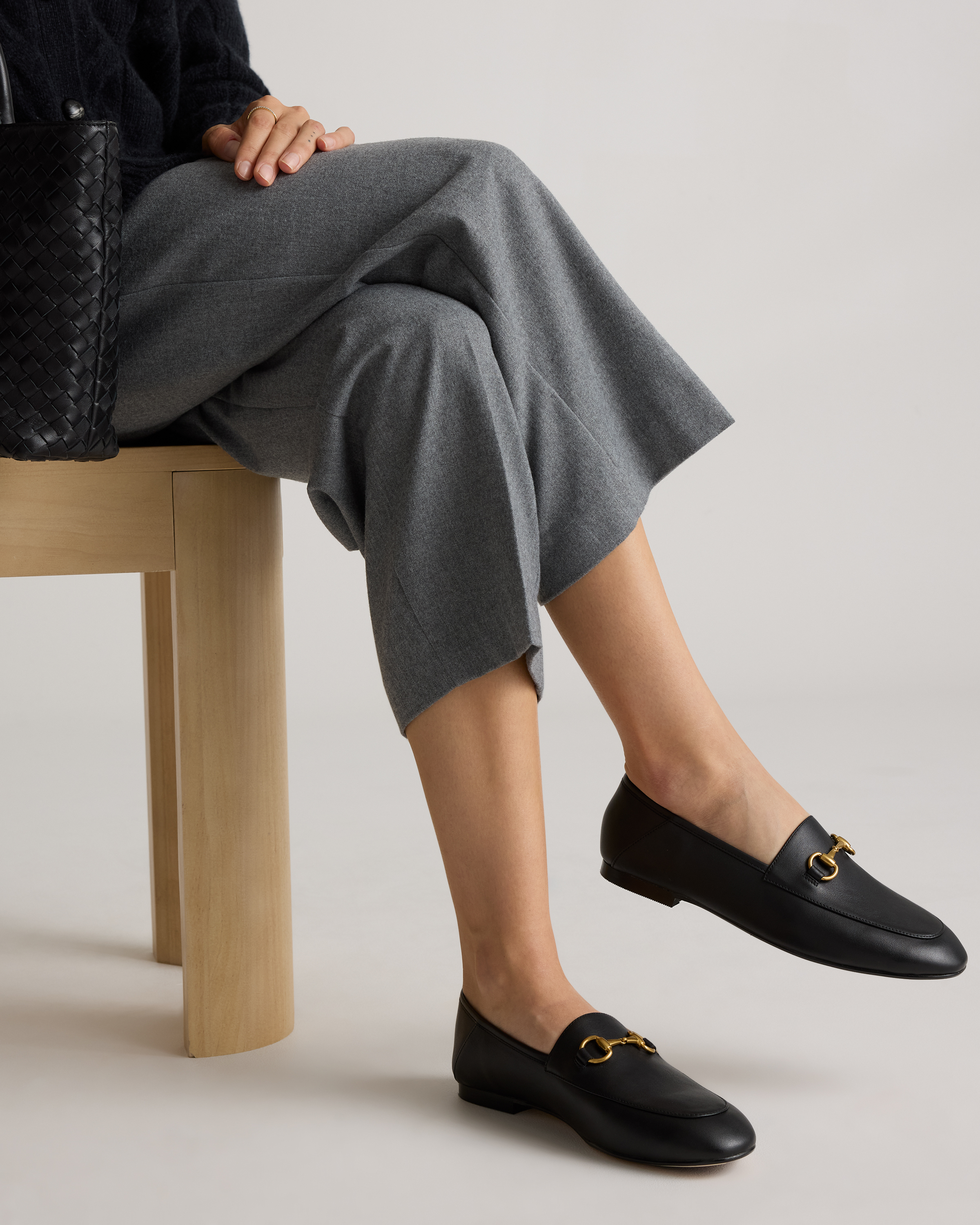 Women's Italian Leather Horsebit Loafer in Black