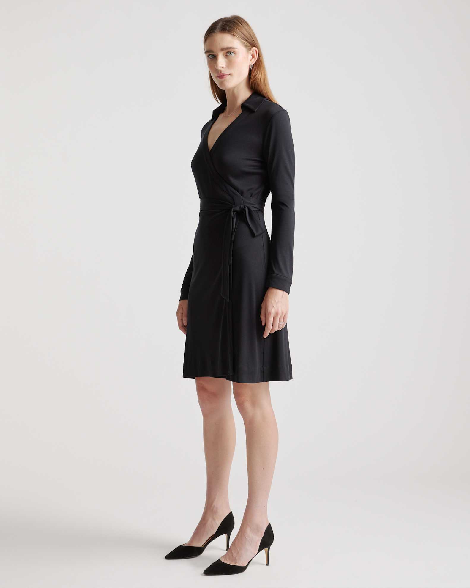 100% Silk Jersey Mini Wrap Dress in Black 100% Silk Jersey Mini Wrap Dress in Black