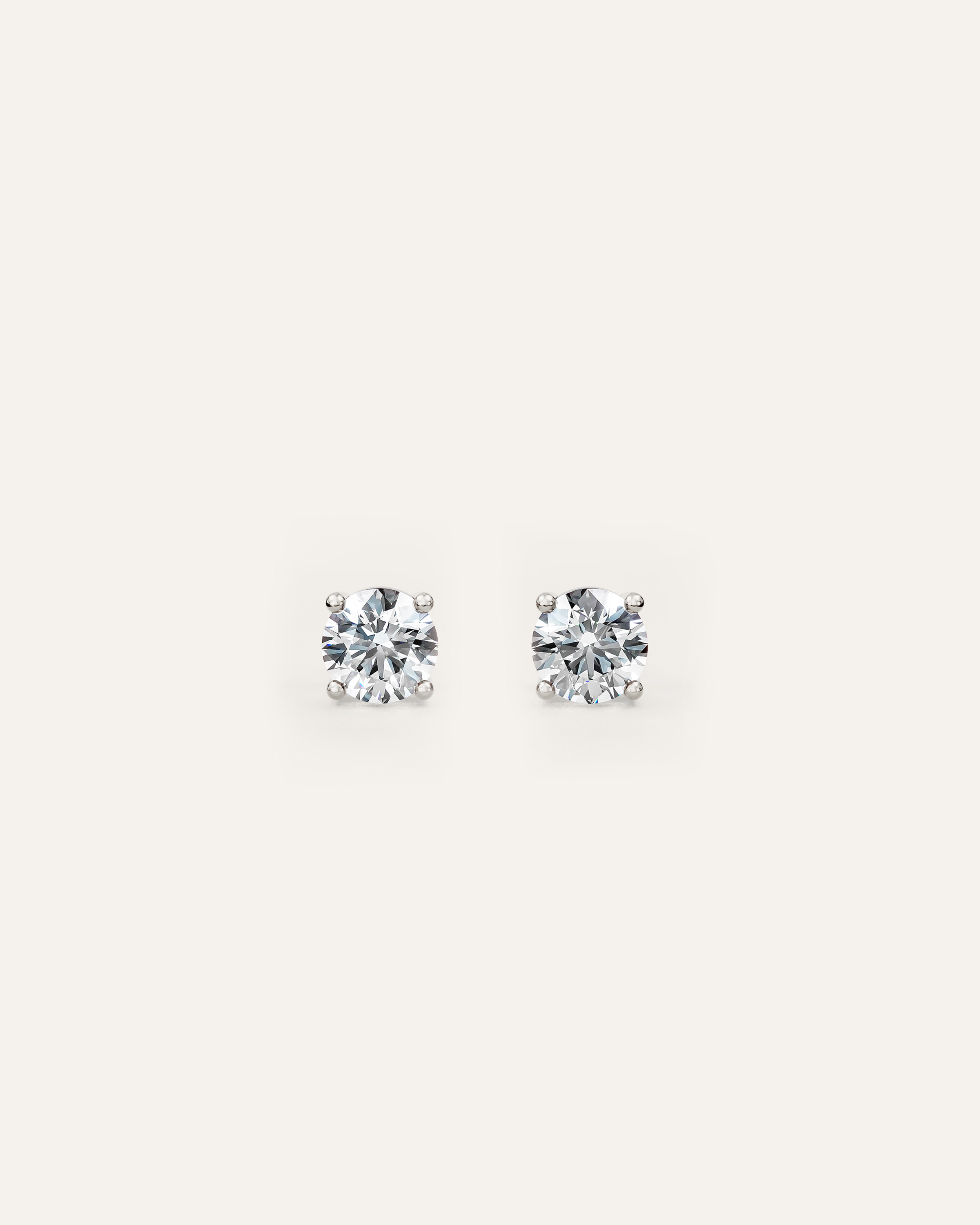 White Gold 14K Gold Lab Grown Diamond Four-Prong Solitaire Studs - 1ctw