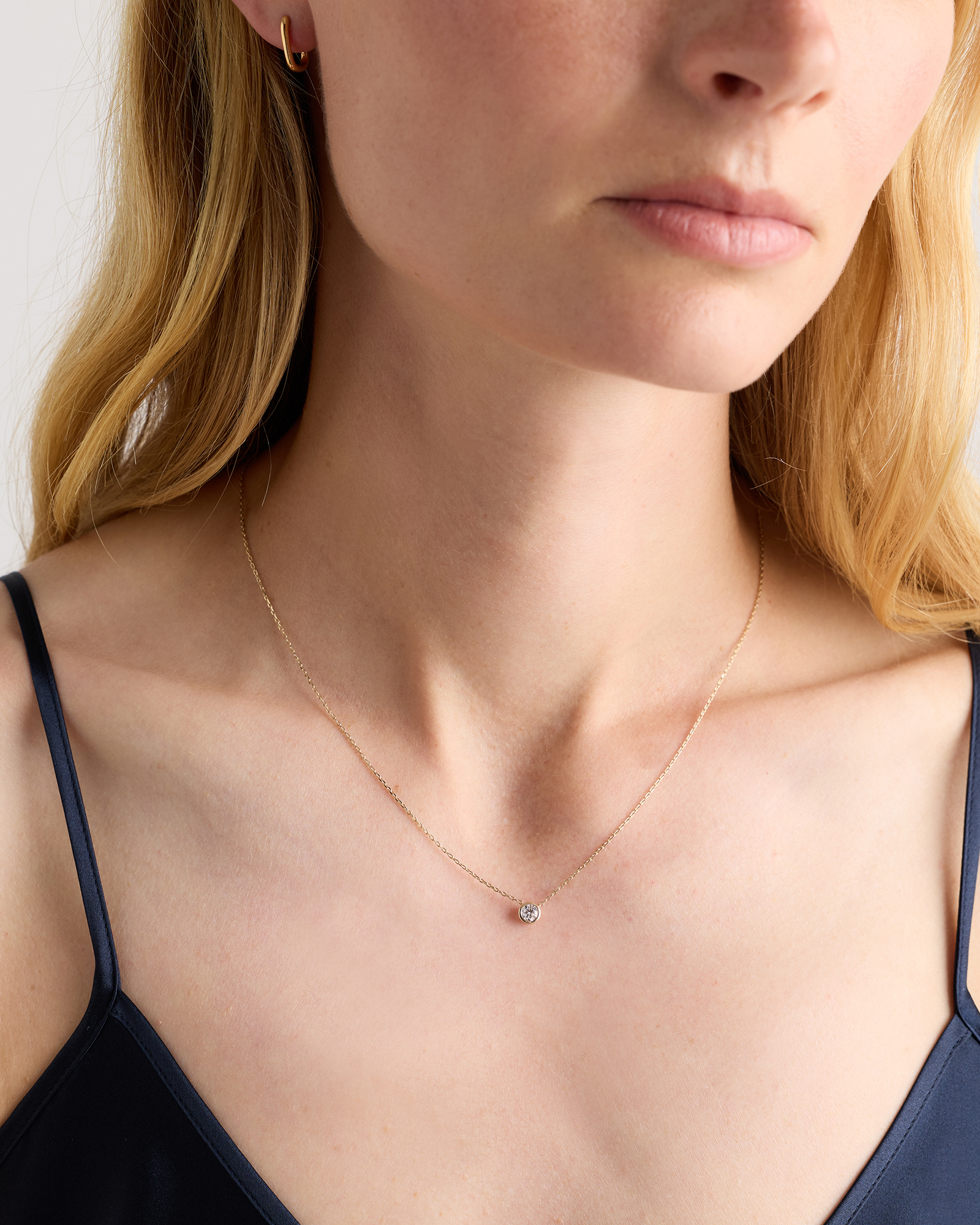 14K Gold Lab Grown Diamond Bezel Necklace - 0.25ctw - thumbnail 2