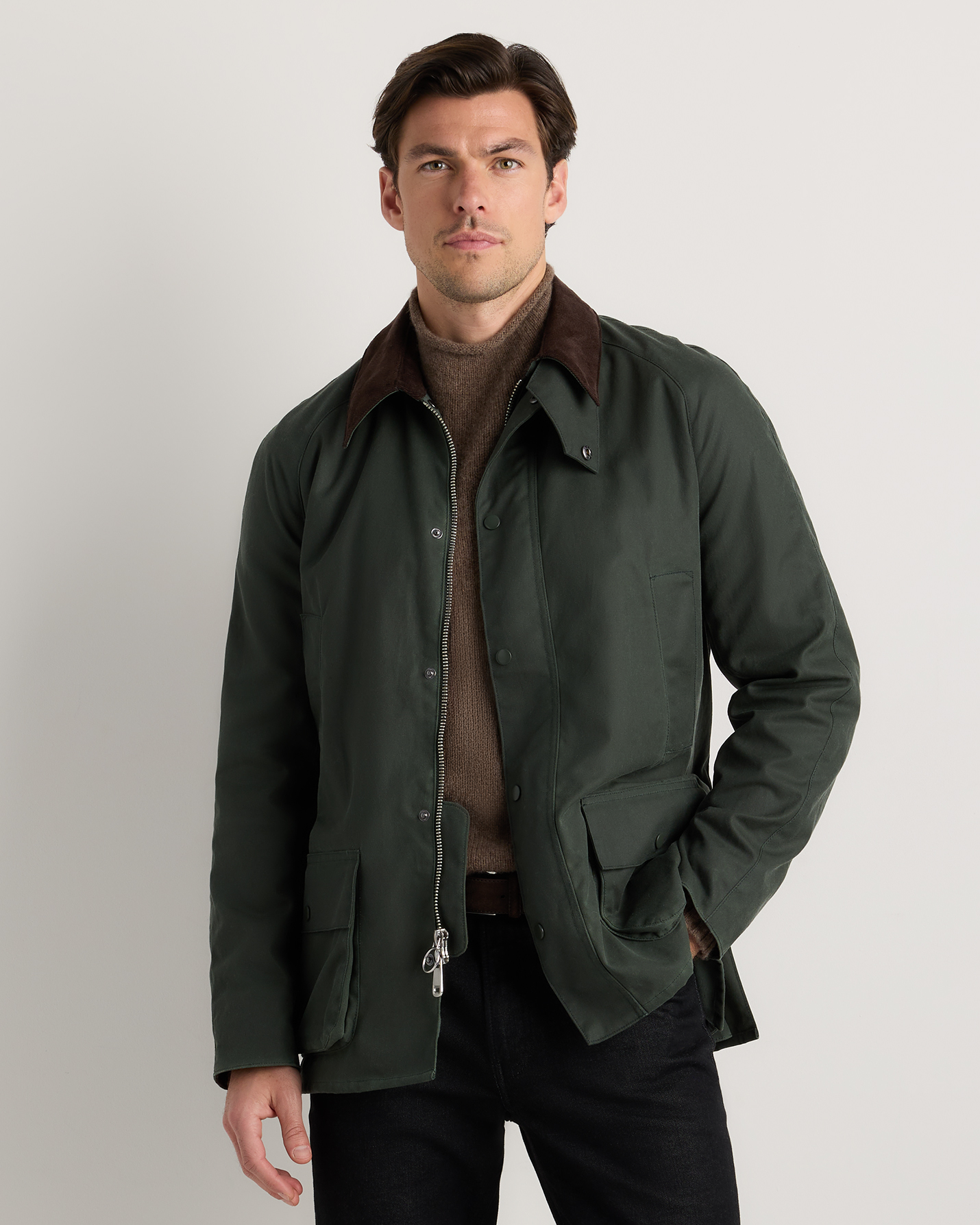 Dark Forest Green Blouson de travail en coton biologique ciré