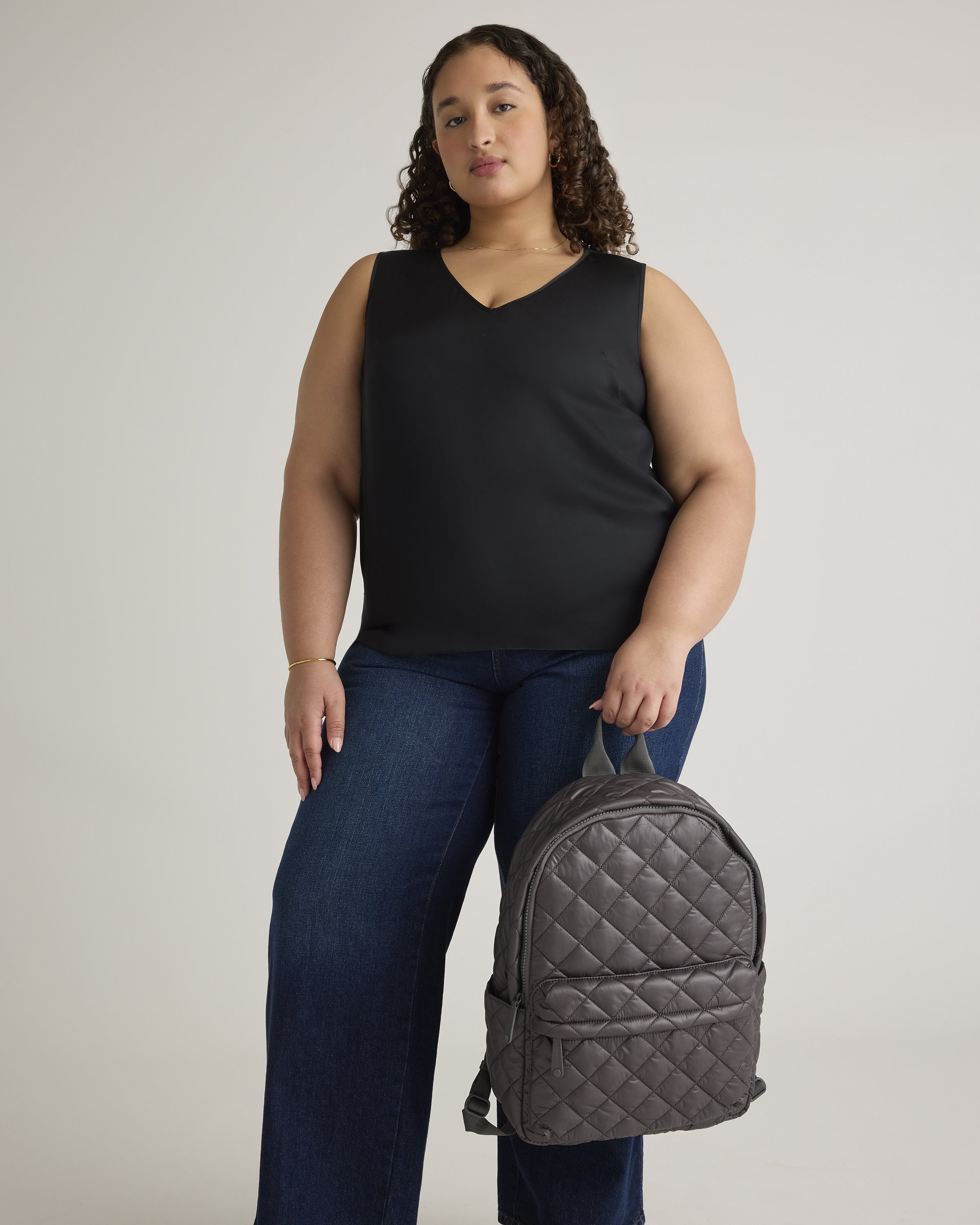 Quince Transit Quilted Commuter Backpack (color: black) Quilted Duffle Bag in Black main image 4