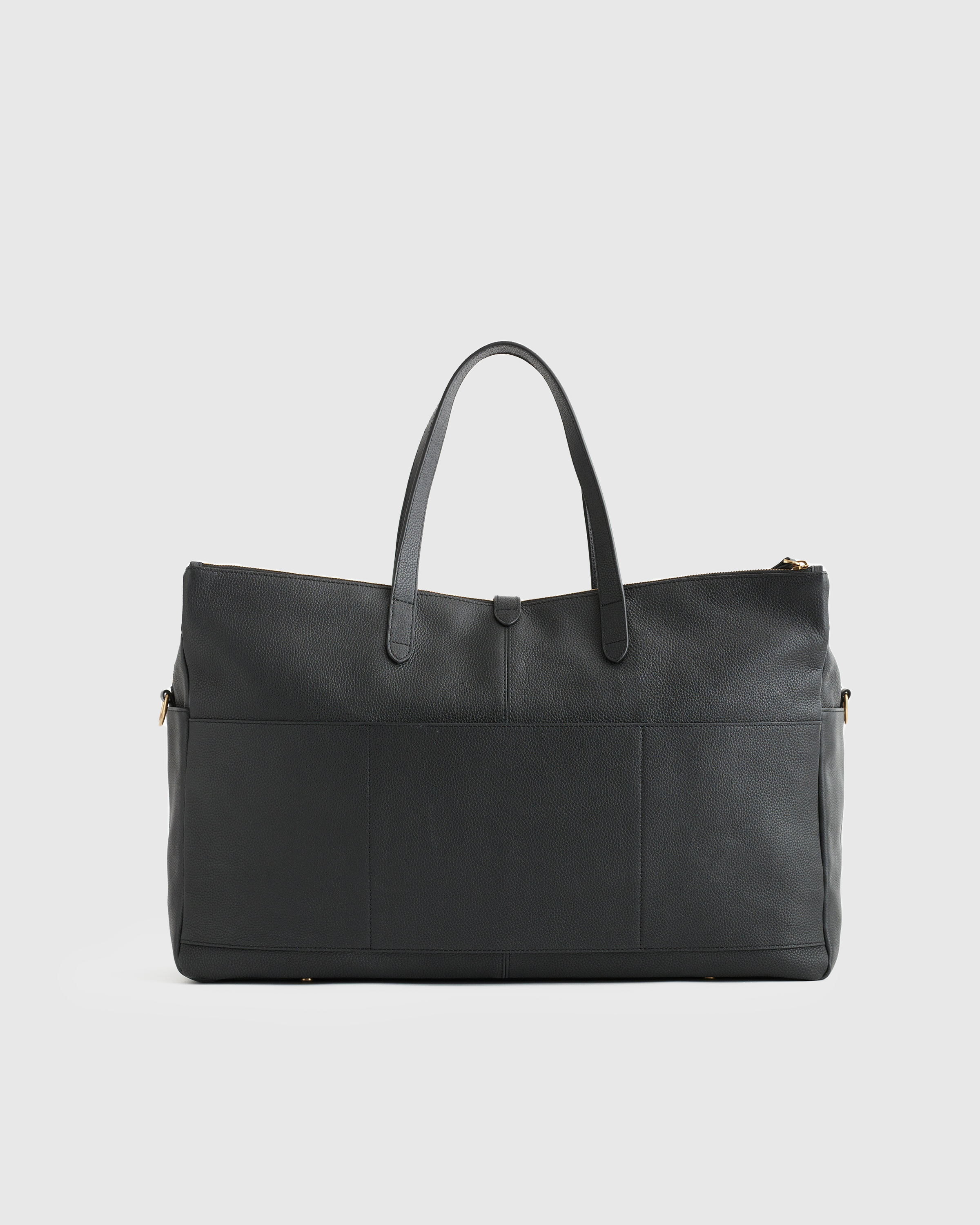 Italian Leather Triple Compartment Weekender in Black