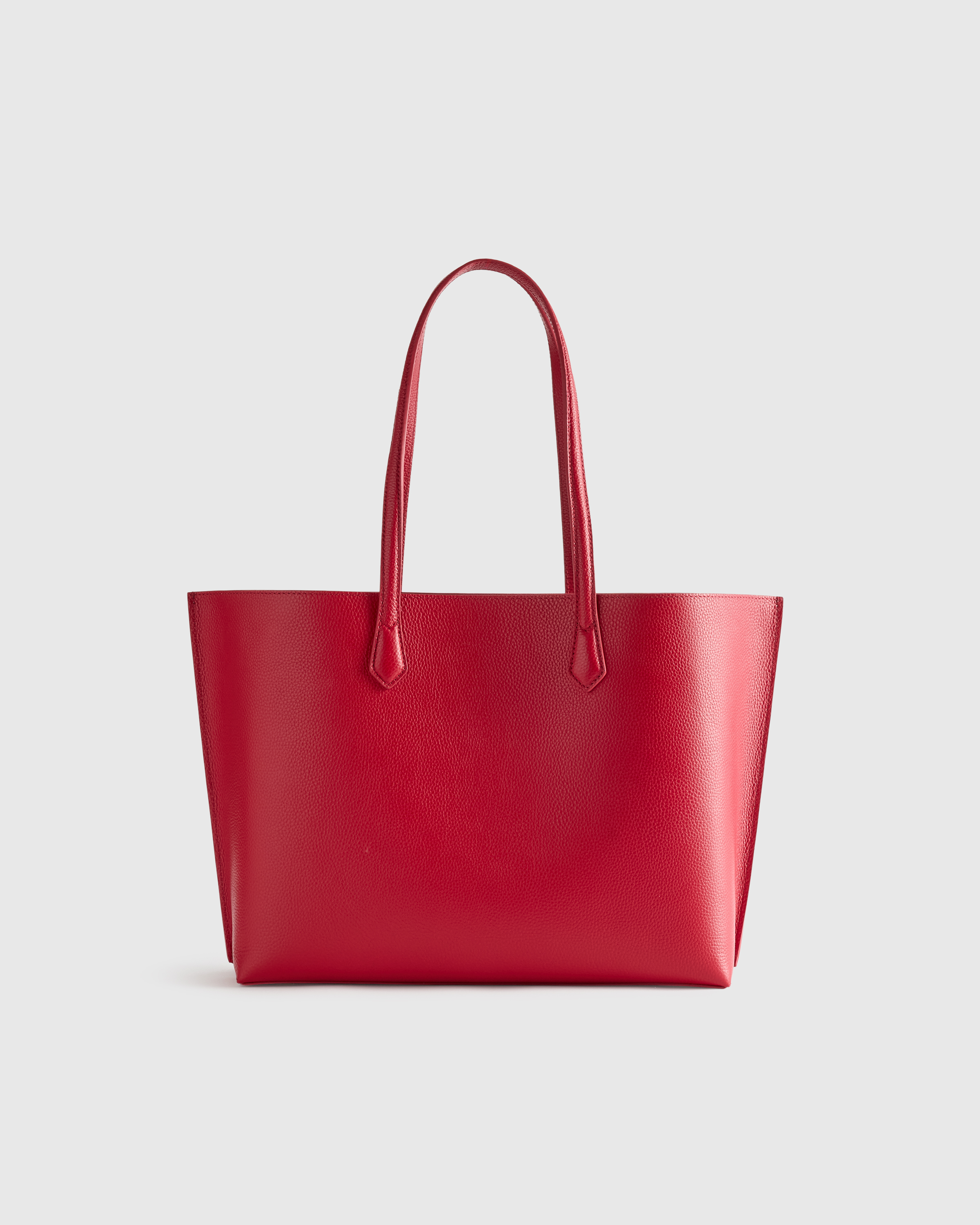 Ruby Red Italian Leather Triple Compartment Shopper Tote