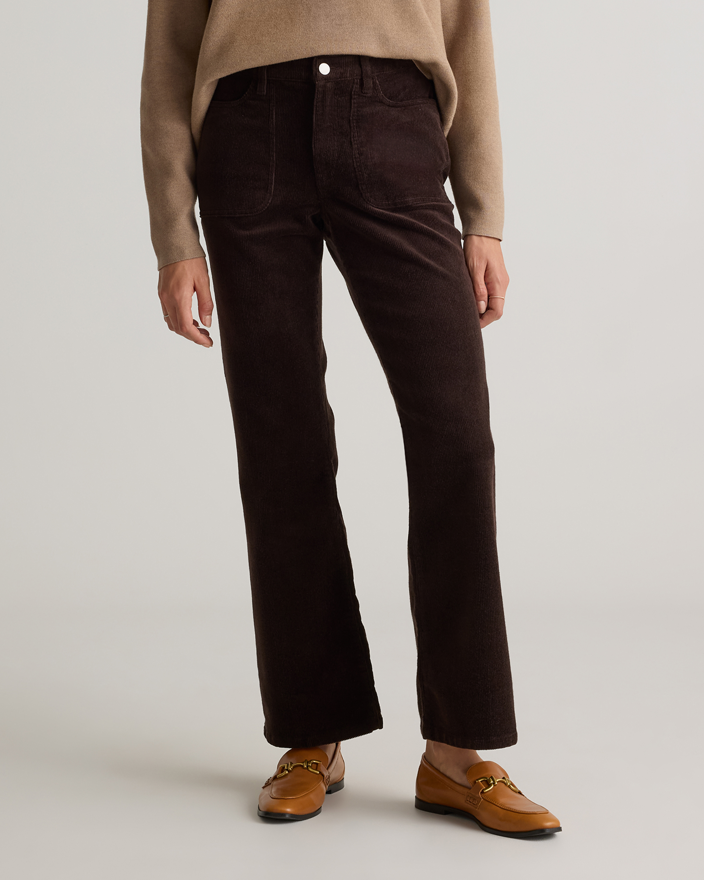Quince Women's Organic Stretch Corduroy Flare Pants In Espresso