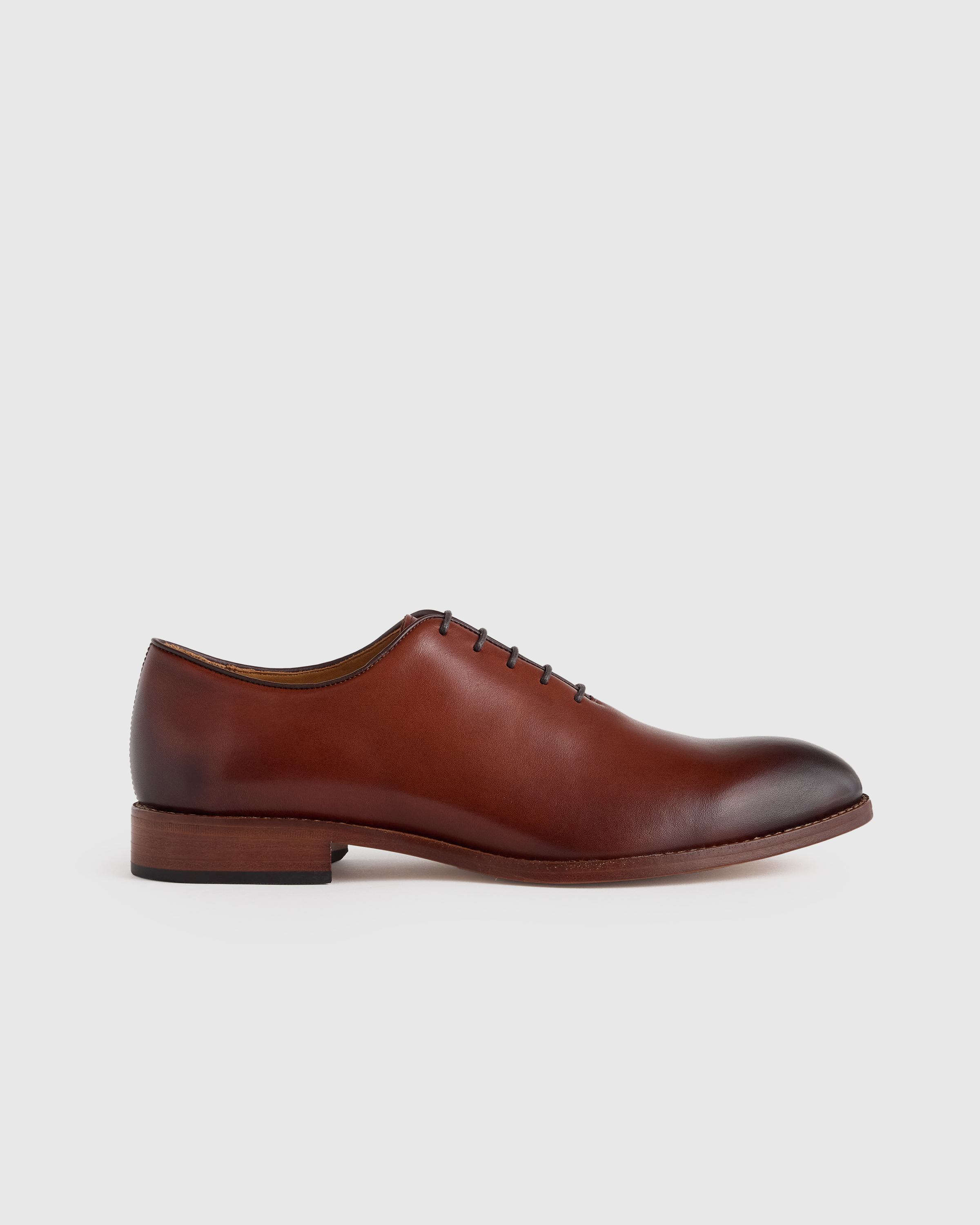 Brandy Calfskin Leather Plain Toe Oxford