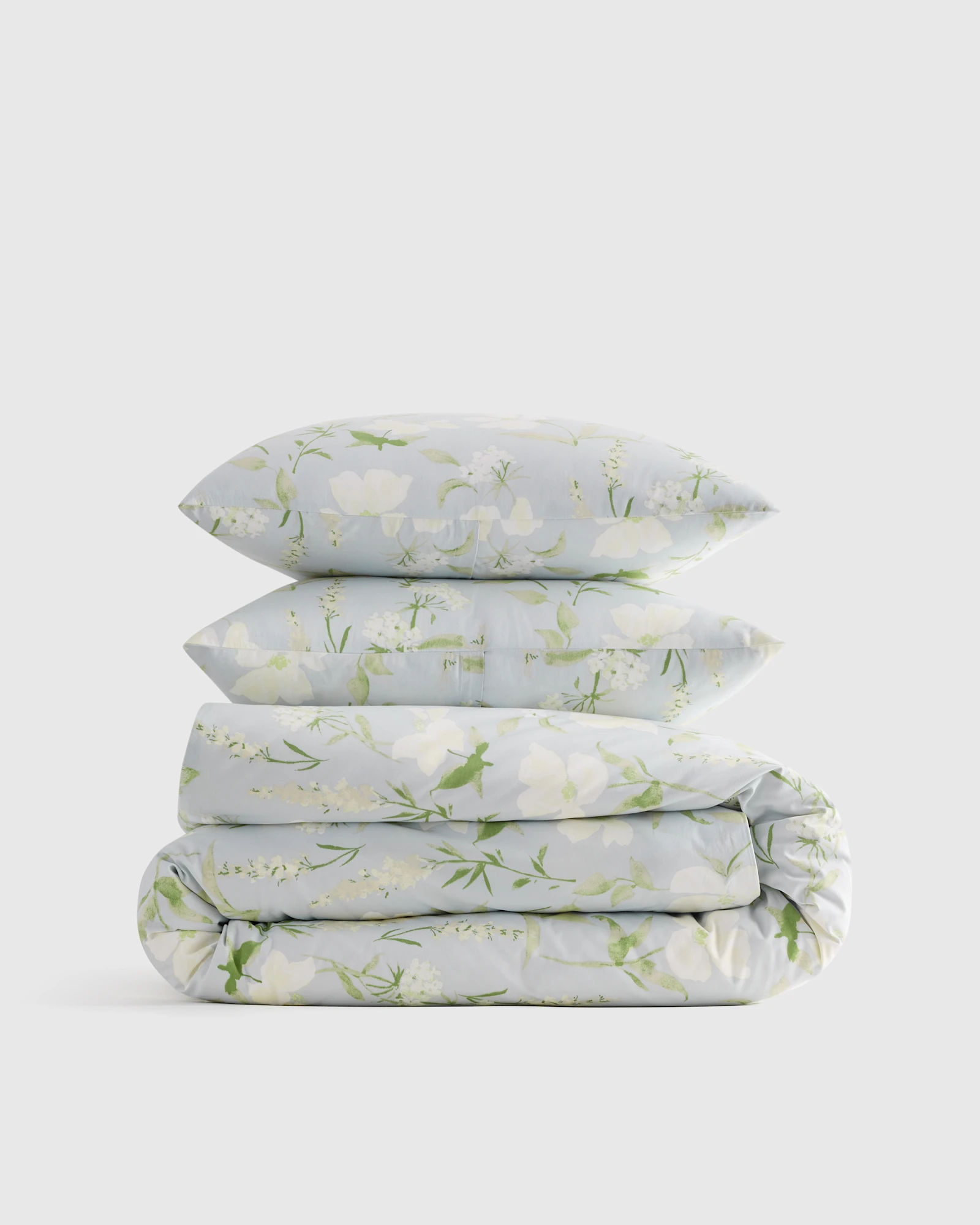 Organic Crisp Percale Floral Duvet Cover Set