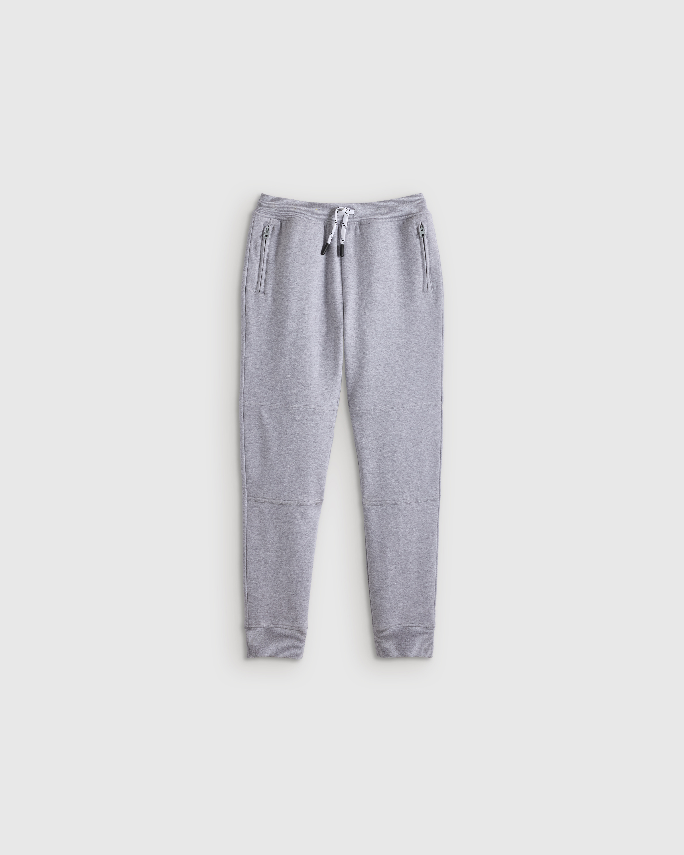 Heather Grey Organic Cotton French Terry Reinforced Knee Slim Jogger