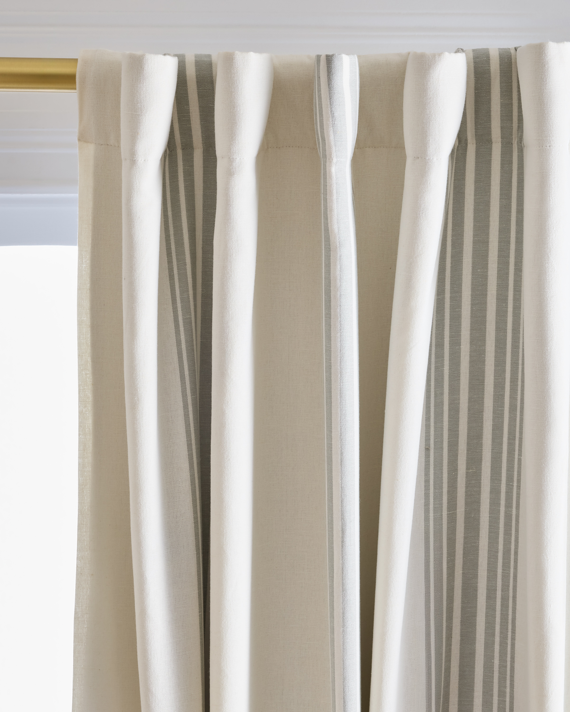 Coastal Stripe Linen Cotton Room Darkening Curtain - Thumbnail 4