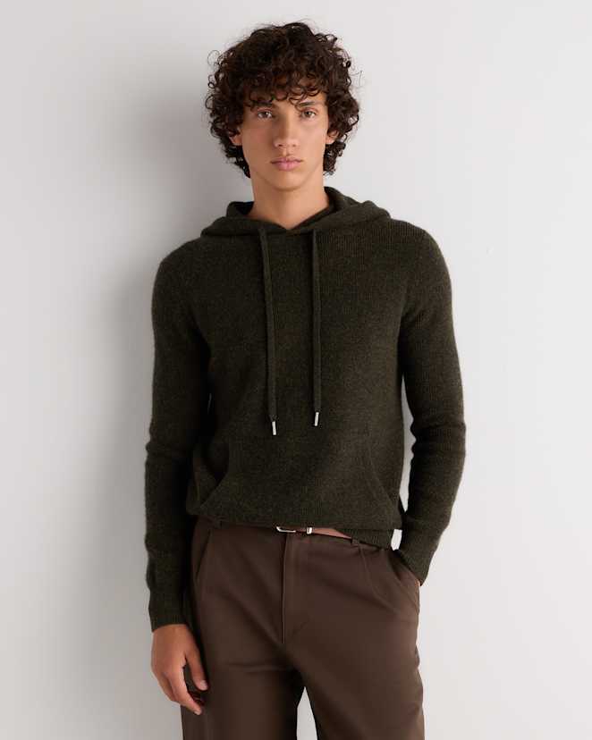 Olive Twist 100% Mongolian Cashmere Waffle Hoodie