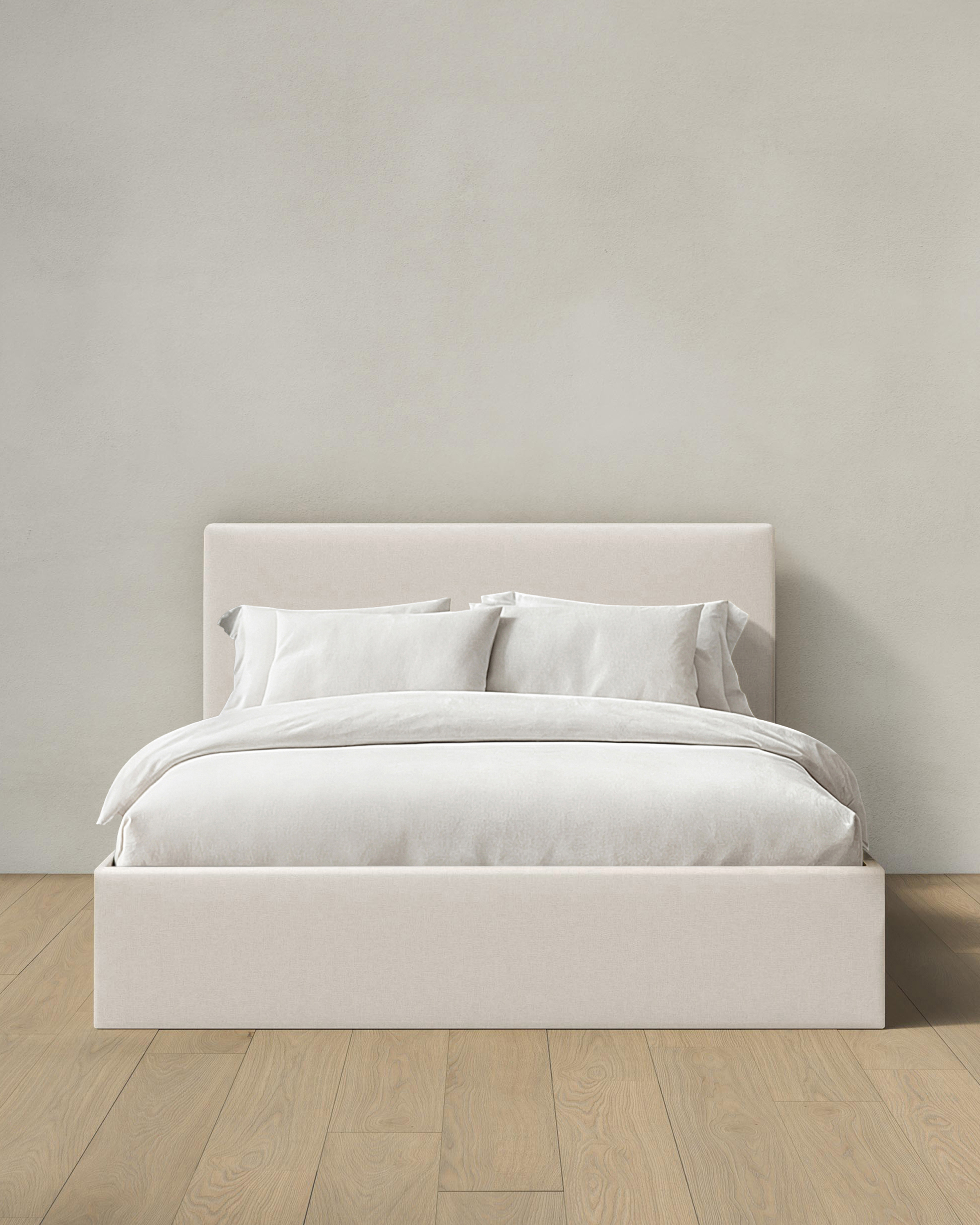 Ivory Square Bed in Performance Linen