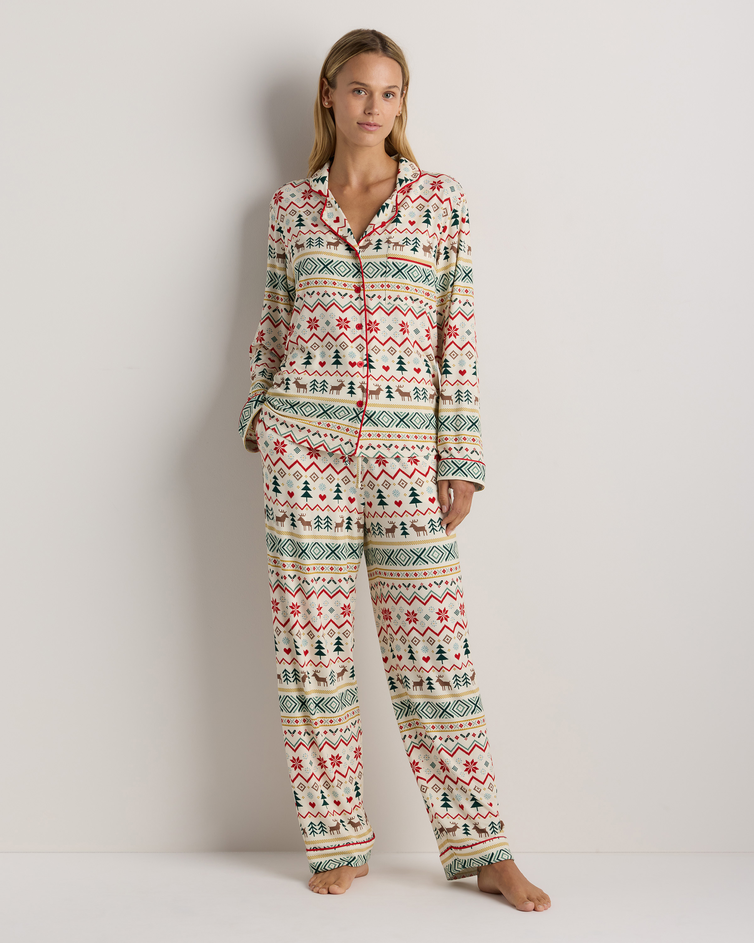 Fairisle Scene Ensemble pyjama à manches longues en jersey de bambou