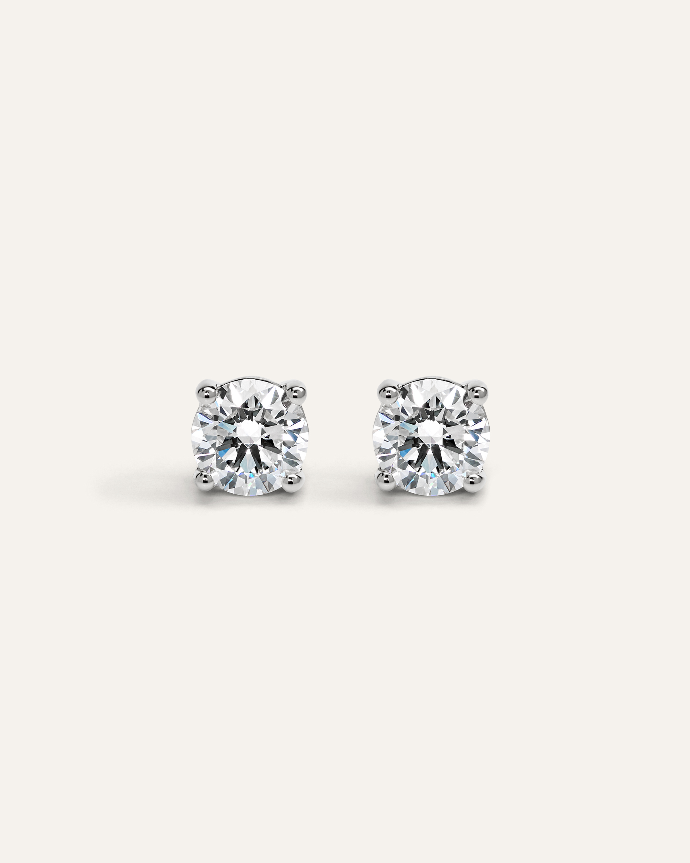 White Gold 14K Gold Lab Grown Diamond Four-Prong Solitaire Studs - 2.5ctw