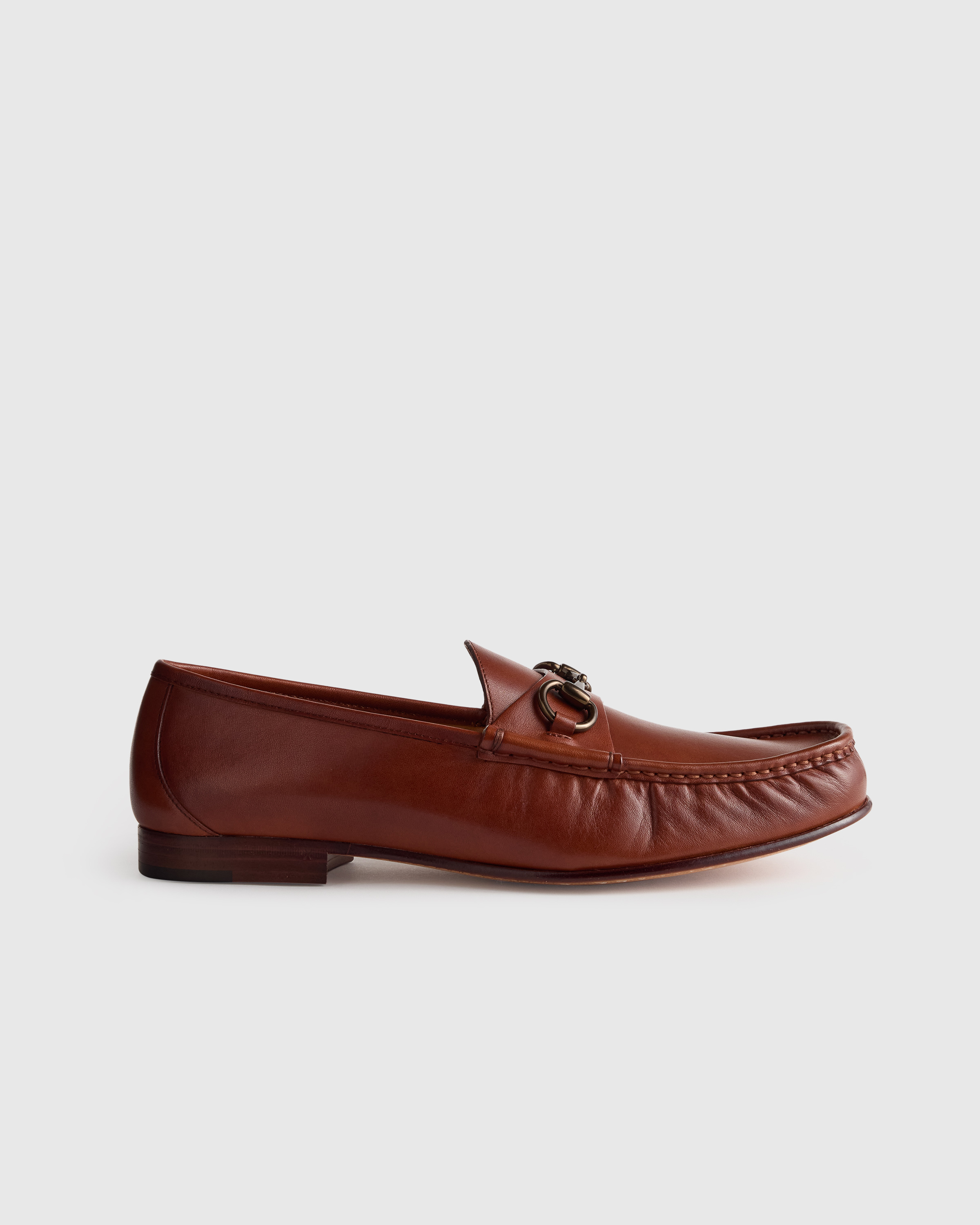 Brandy Calfskin Leather Horsebit Loafer