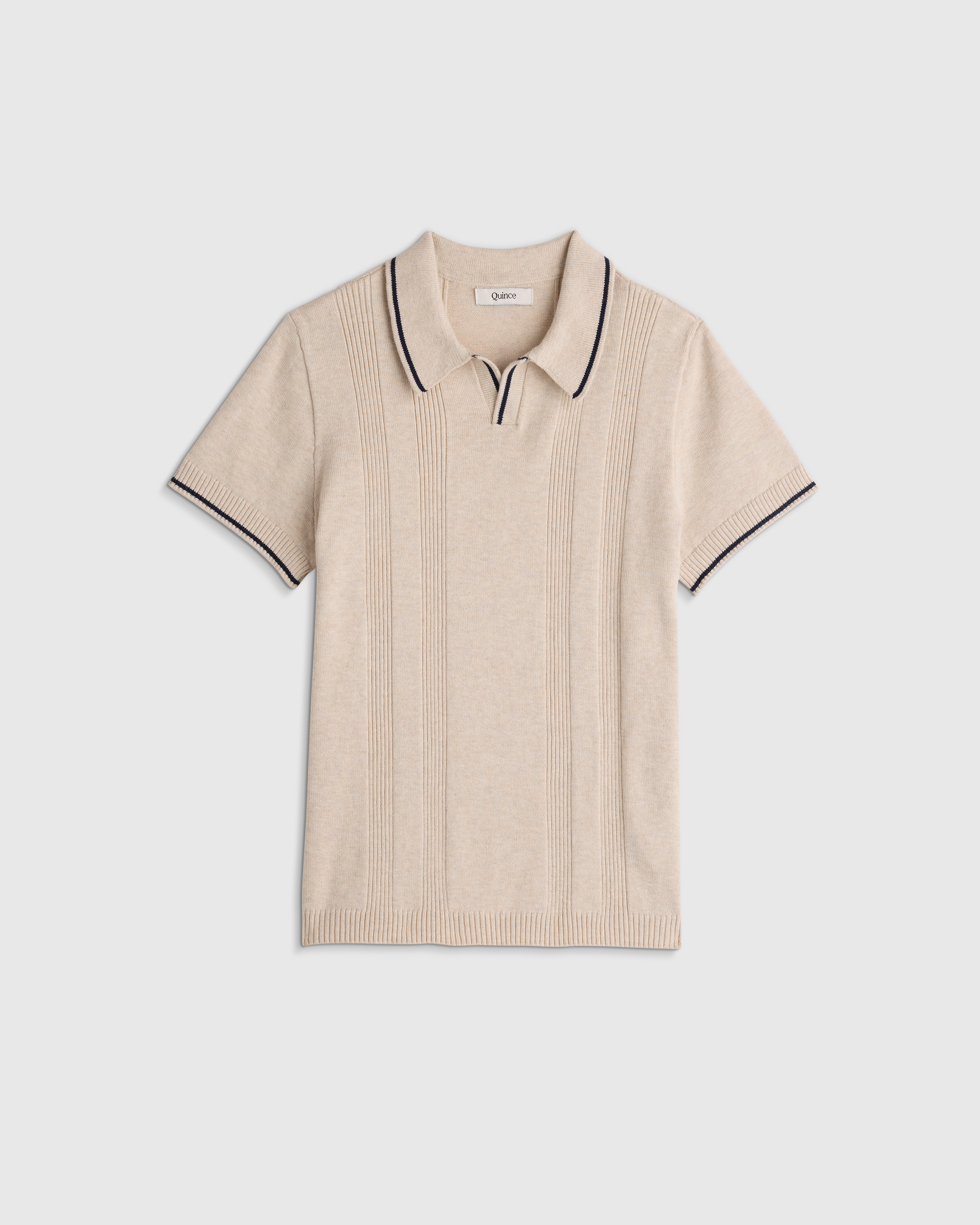 Speckled Beige Boys 100% Organic Cotton Short Sleeve Sweater Polo