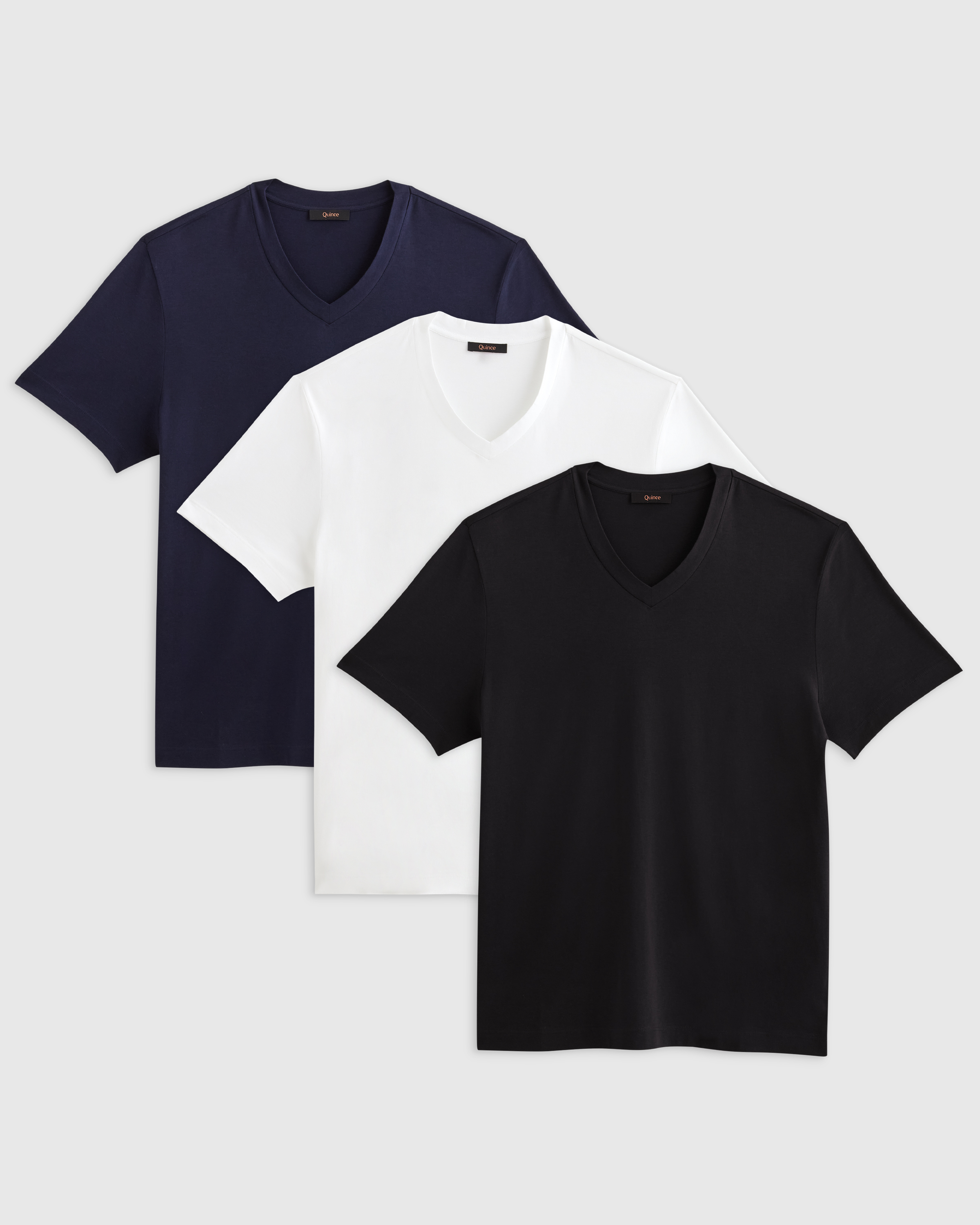 Deep Navy 100% Pima Cotton Luxe Touch V-neck Tee 3 Pack Bundle