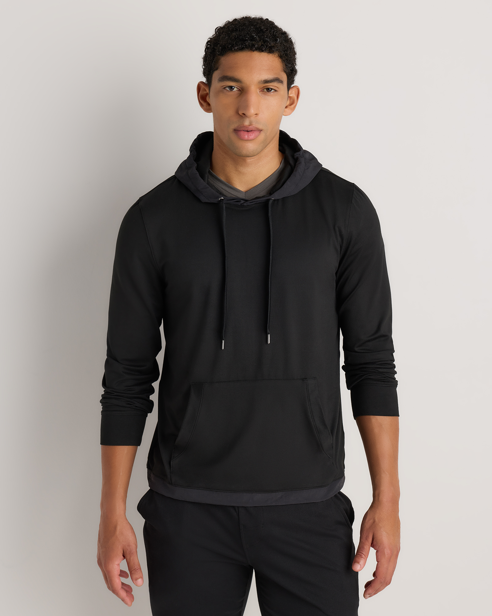 Black Flowknit Performance Hybrid Pullover Hoodie