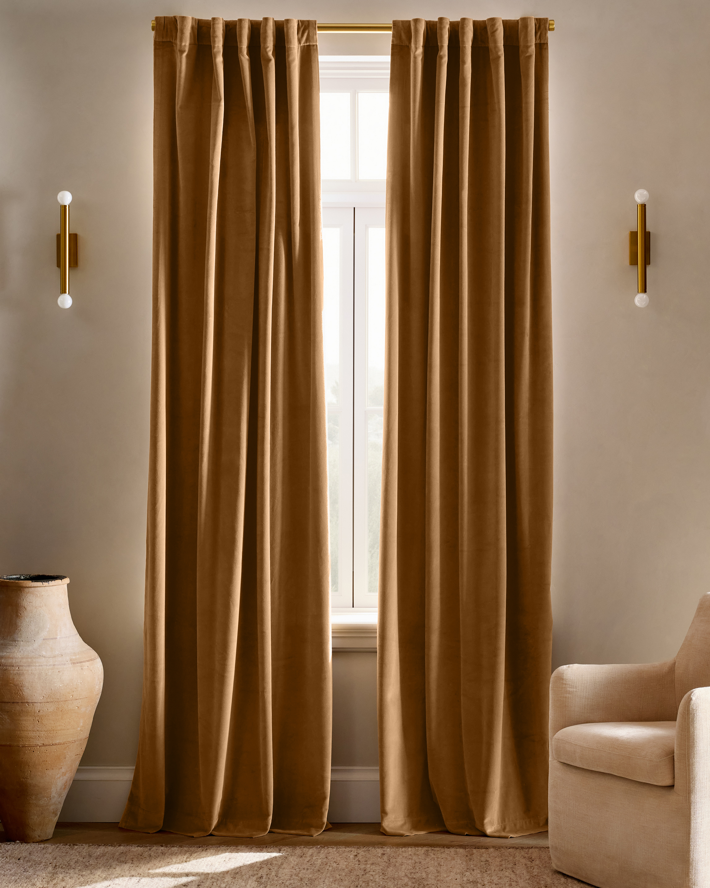 Camel Cotton Velvet Curtain