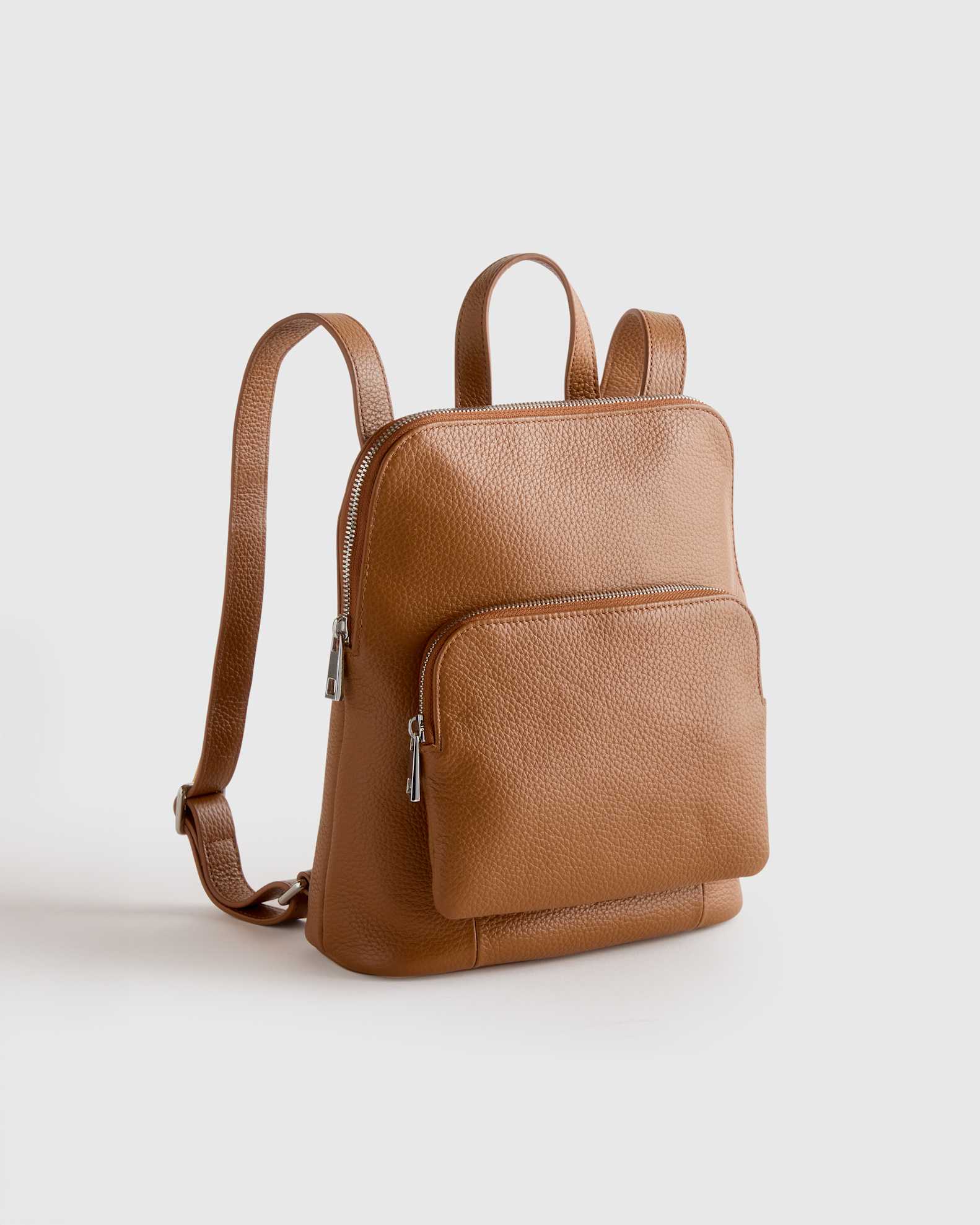 Women's Italian Leather Mini Convertible Backpack in Cognac by Quince Women's Italian Leather Mini Convertible Backpack in Cognac by Quince