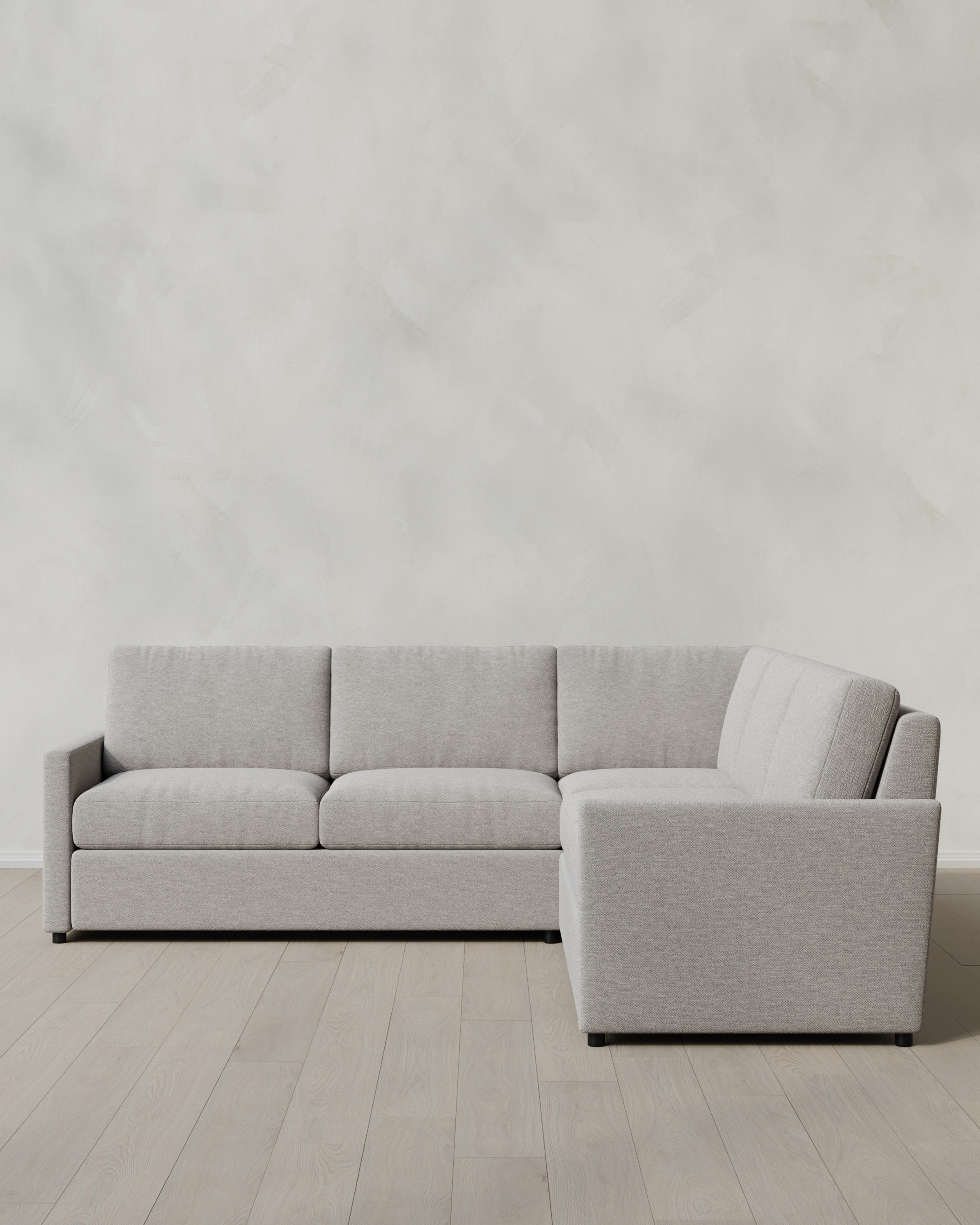 Quince | Brennan L Sectional in Performance Basketweave in Fog, Size 109x109, Polyester