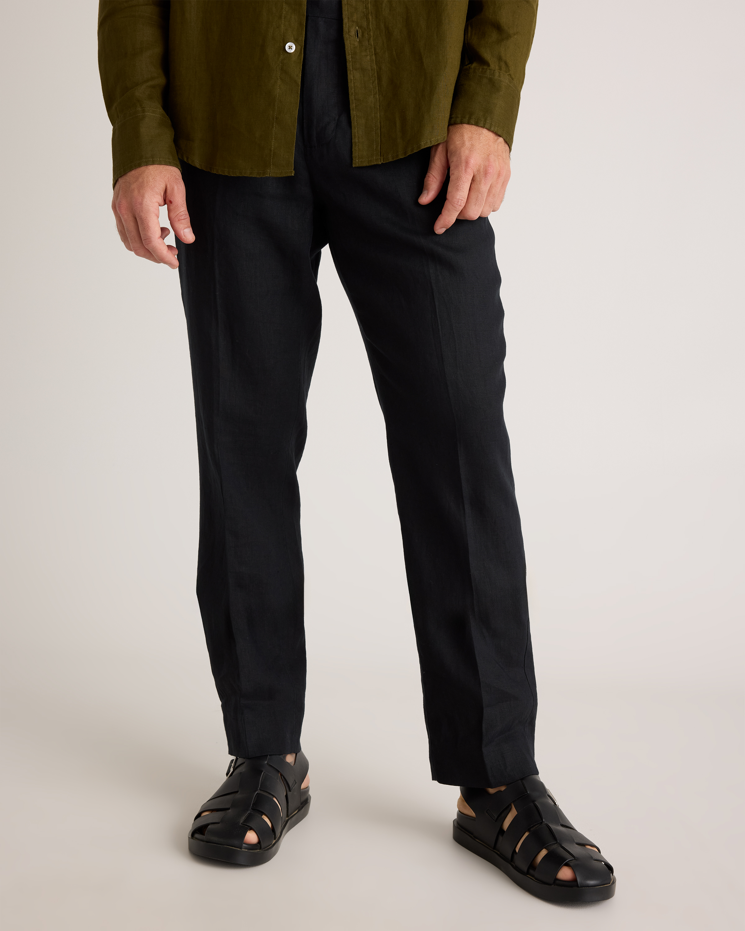 Men's 100% European Linen Dress Pants in Black