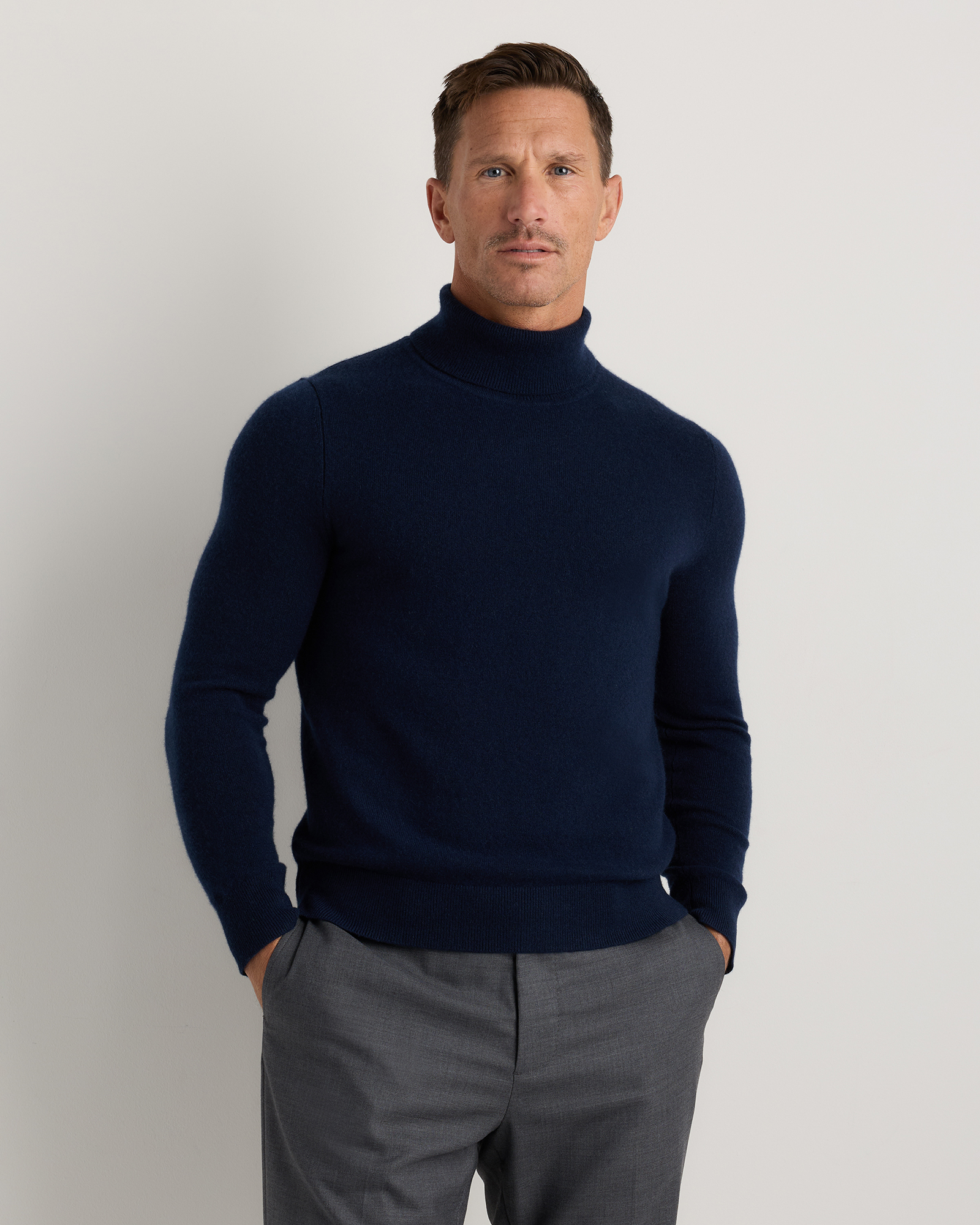 True Navy Mongolian Cashmere Turtleneck Sweater