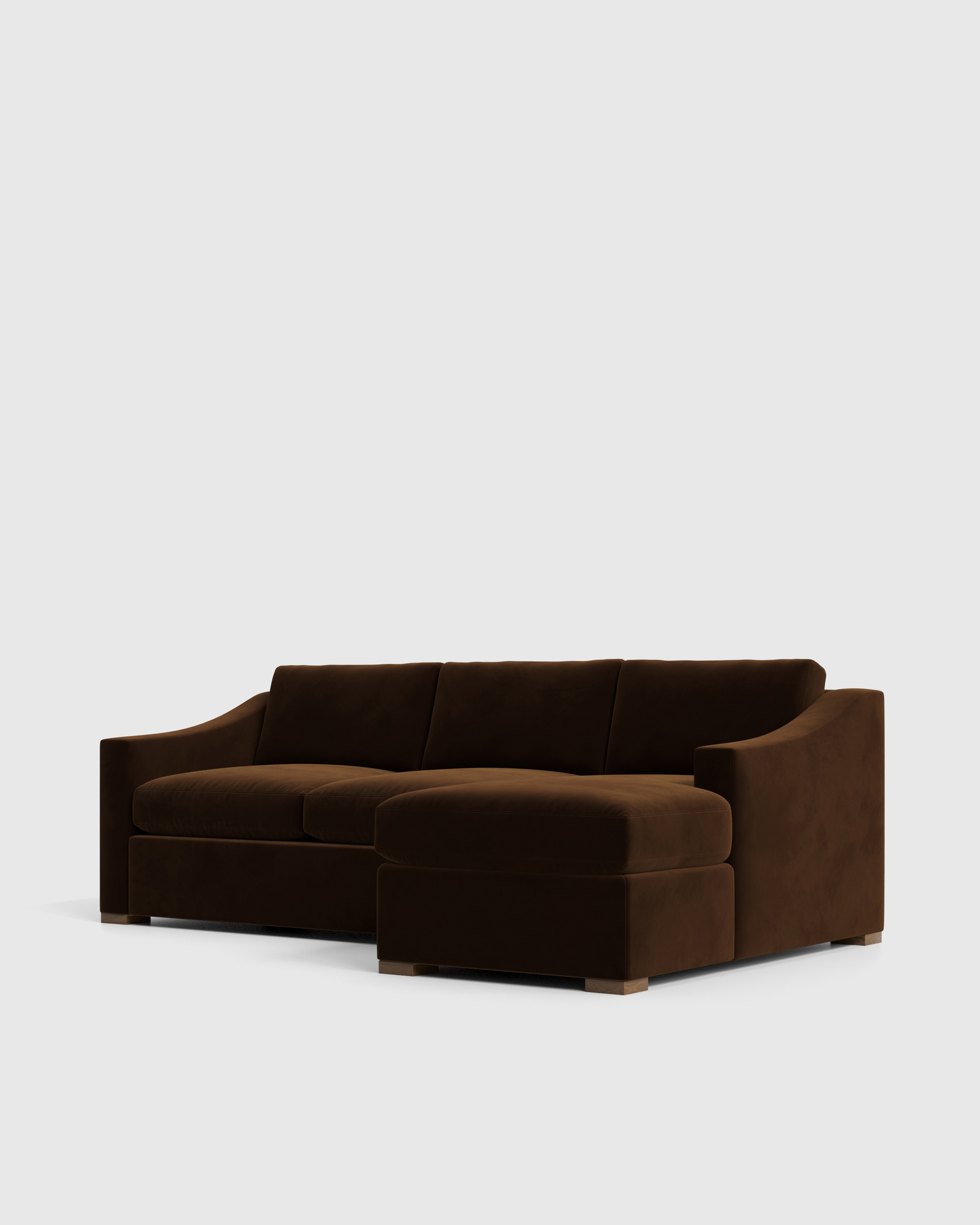 Slope Arm Chaise Sectional 104in Right Arm Performance Velvet Front Angle