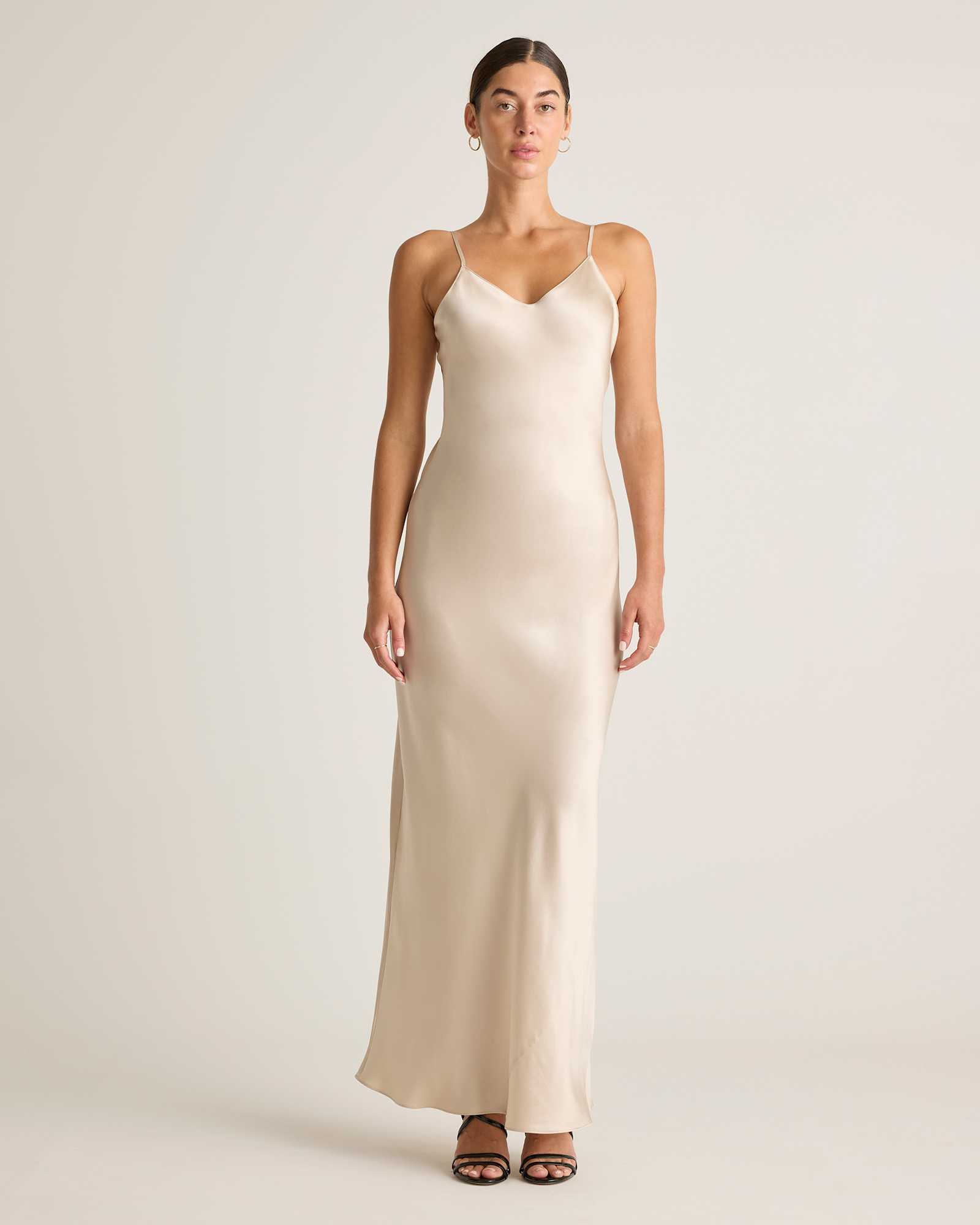 100% Washable Silk Maxi Slip Dress in Champagne 100% Washable Silk Maxi Slip Dress in Champagne