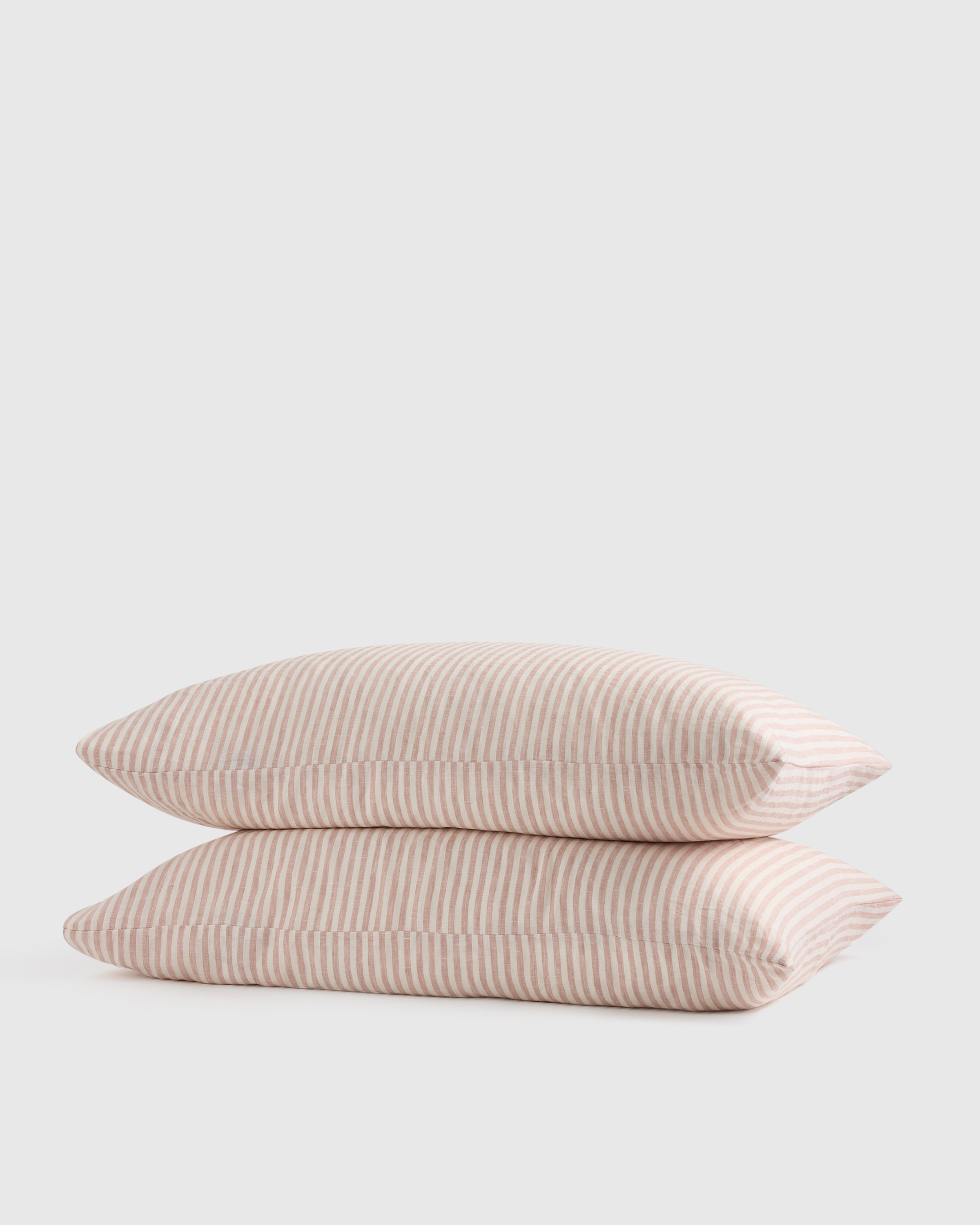 Dusty Mauve/White Stripe European Linen Pillowcase Set