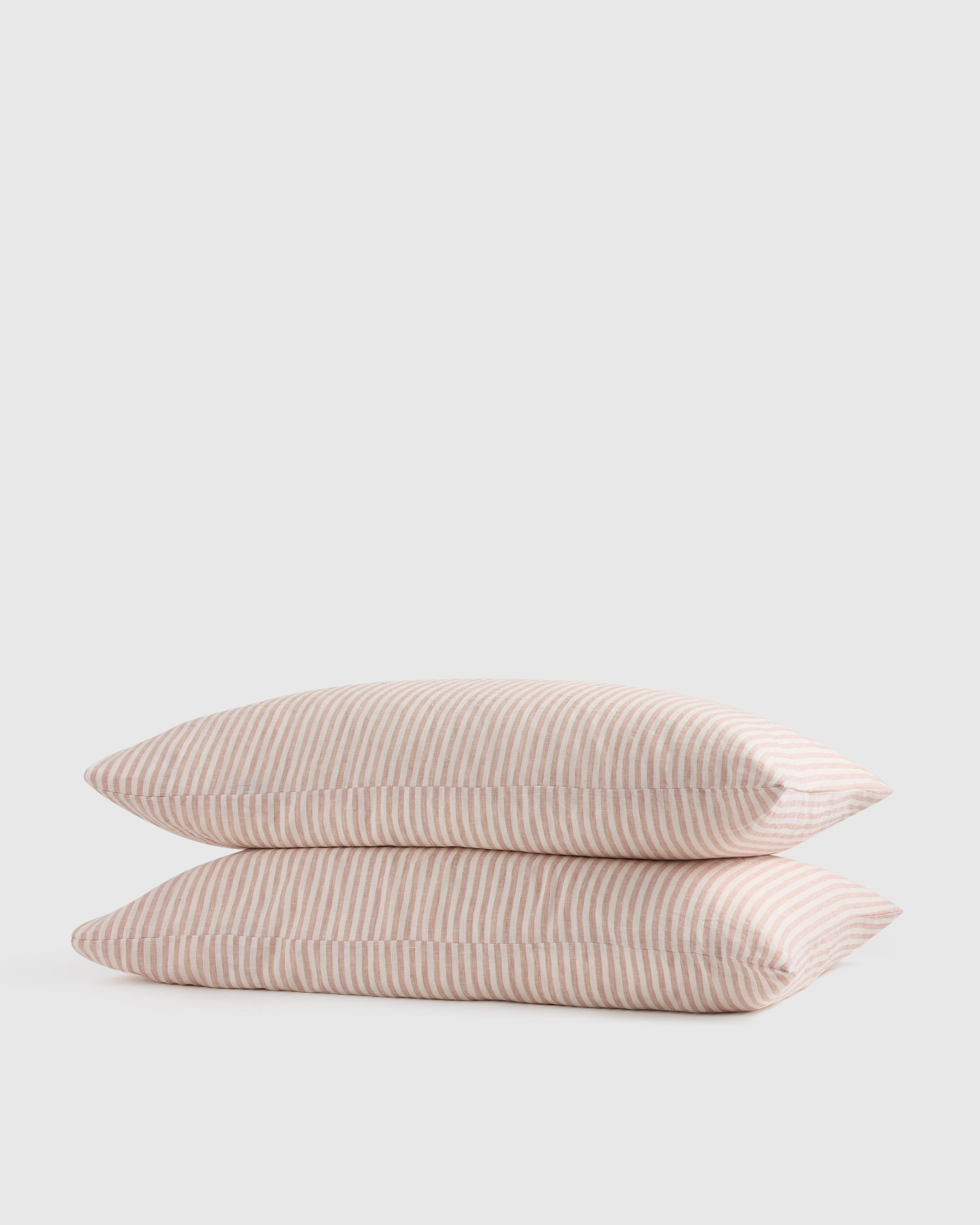 Dusty Mauve/White Stripe European Linen Pillowcase Set