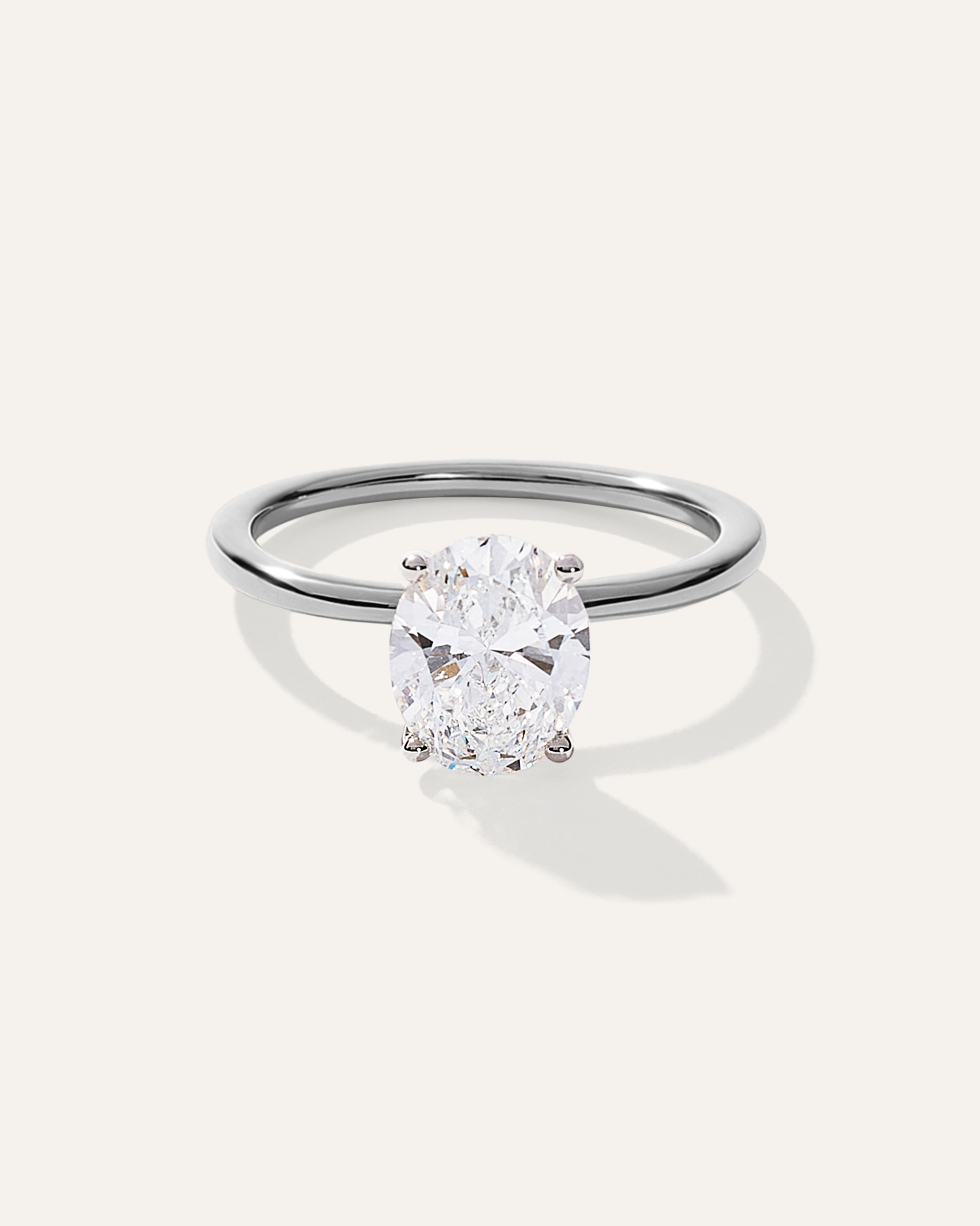 Platinum Lab Grown Diamond Oval Petite Classic Engagement Ring - 2ct