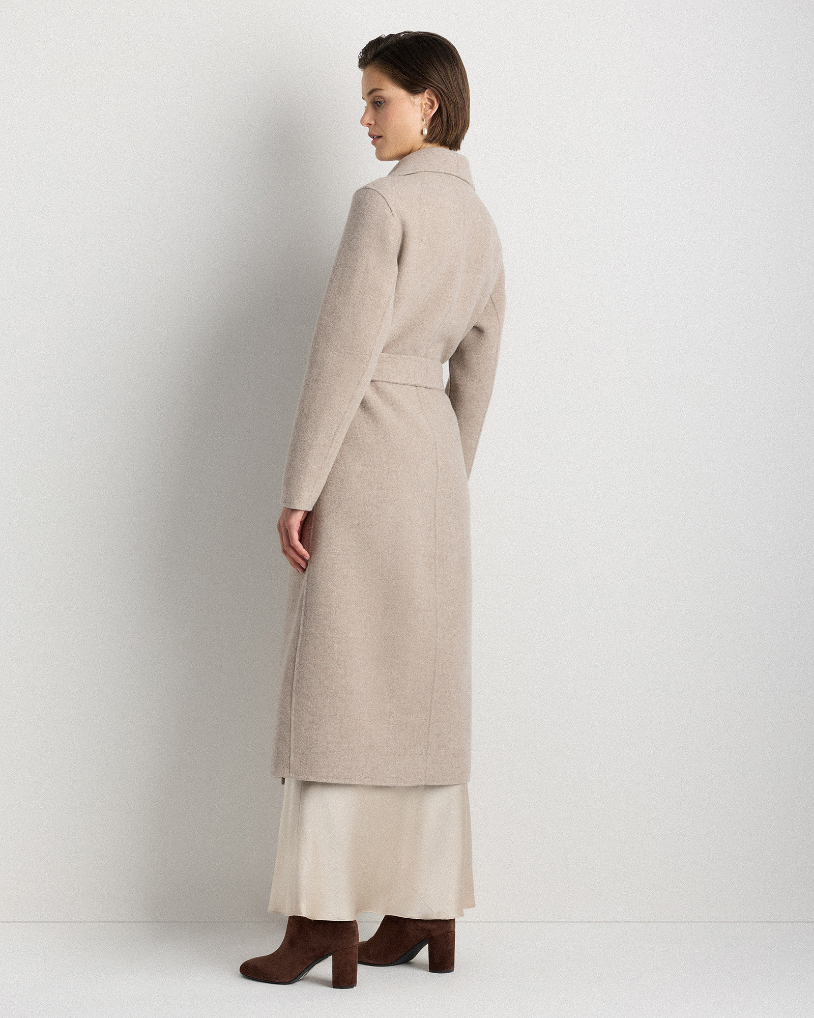 Double-Faced Merino Wool Draped Collar Wrap Coat