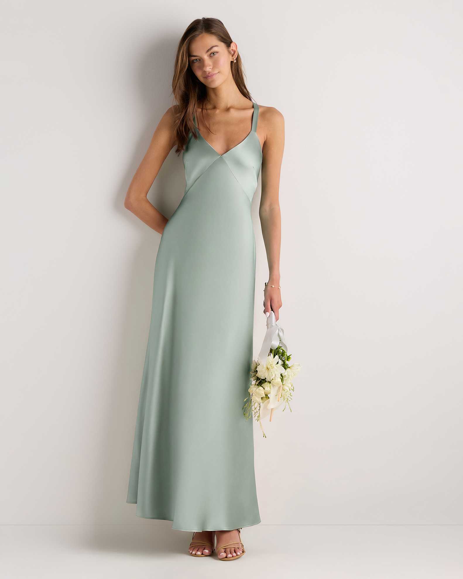 sage green satin slip dress Our Enya Satin Slip Bridesmaid Dress Sage Green