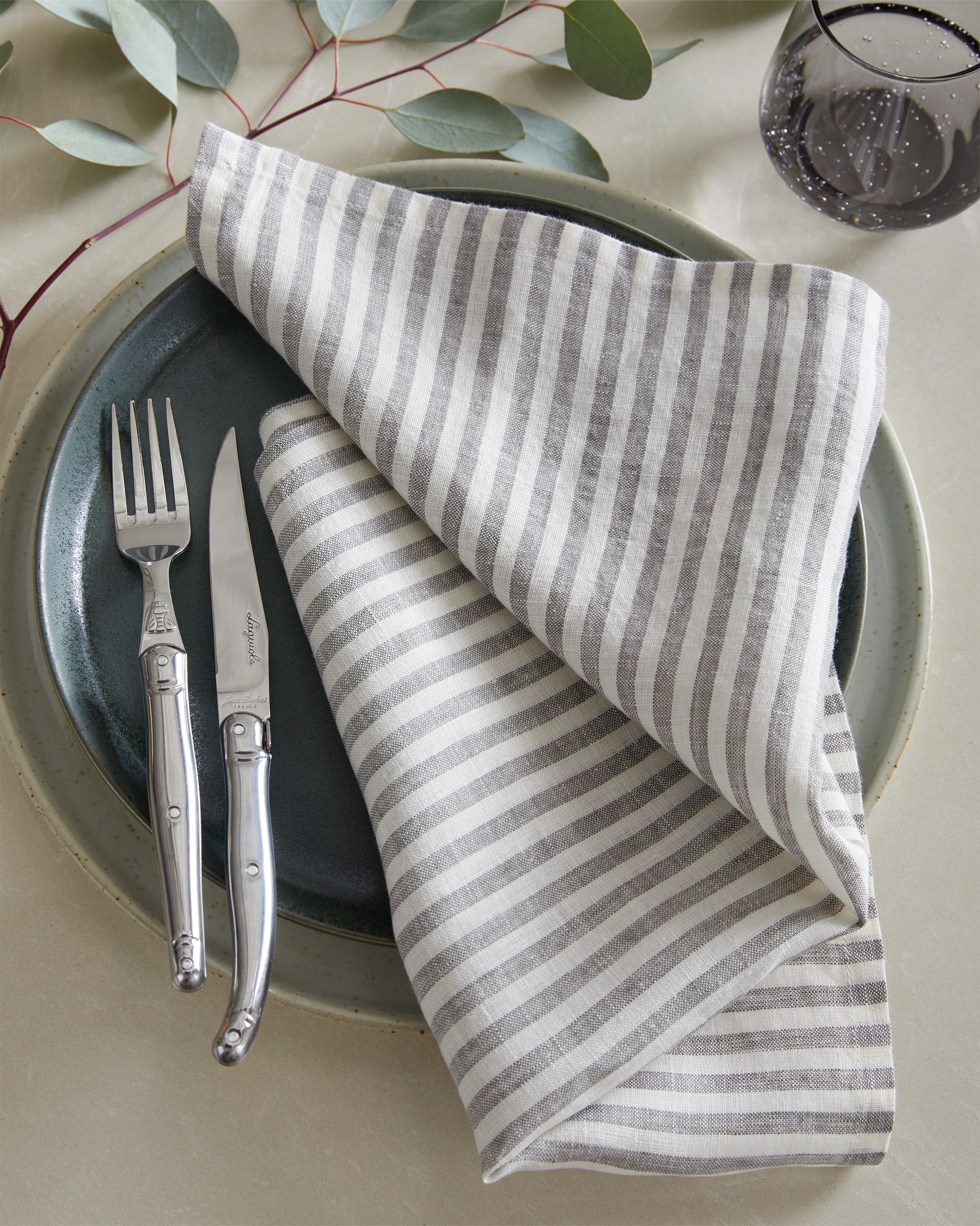 Napkin LinenStripe Charcoal 3519