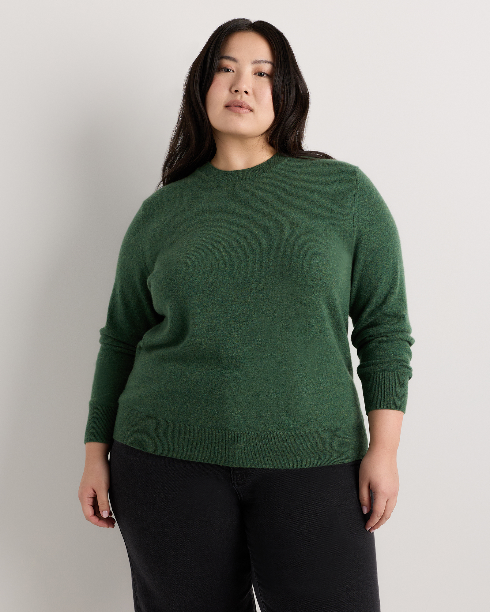 Forest Floor Green Mongolian Cashmere Crewneck Sweater