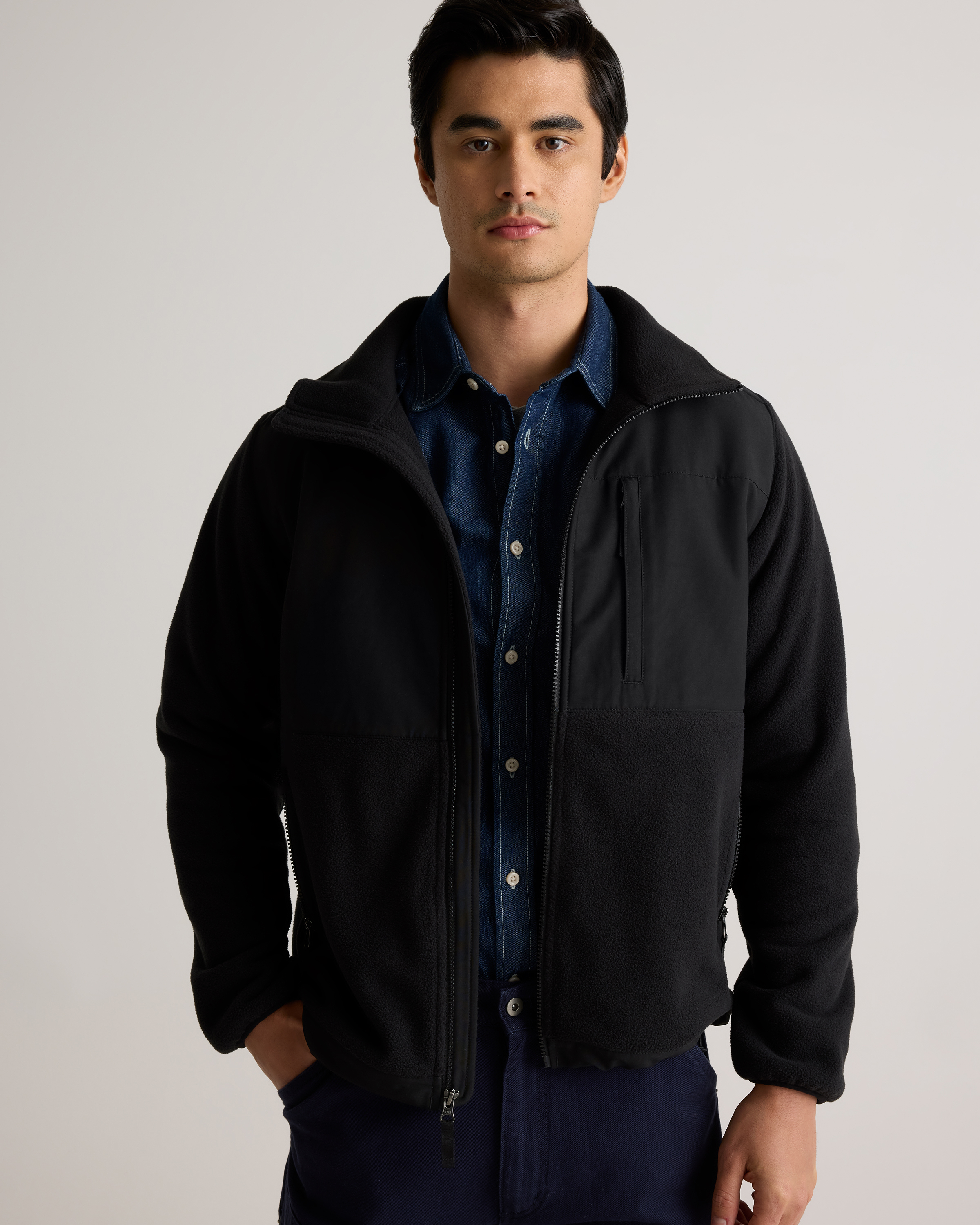 Polar Fleece Full-Zip Jacket in Bold Black
