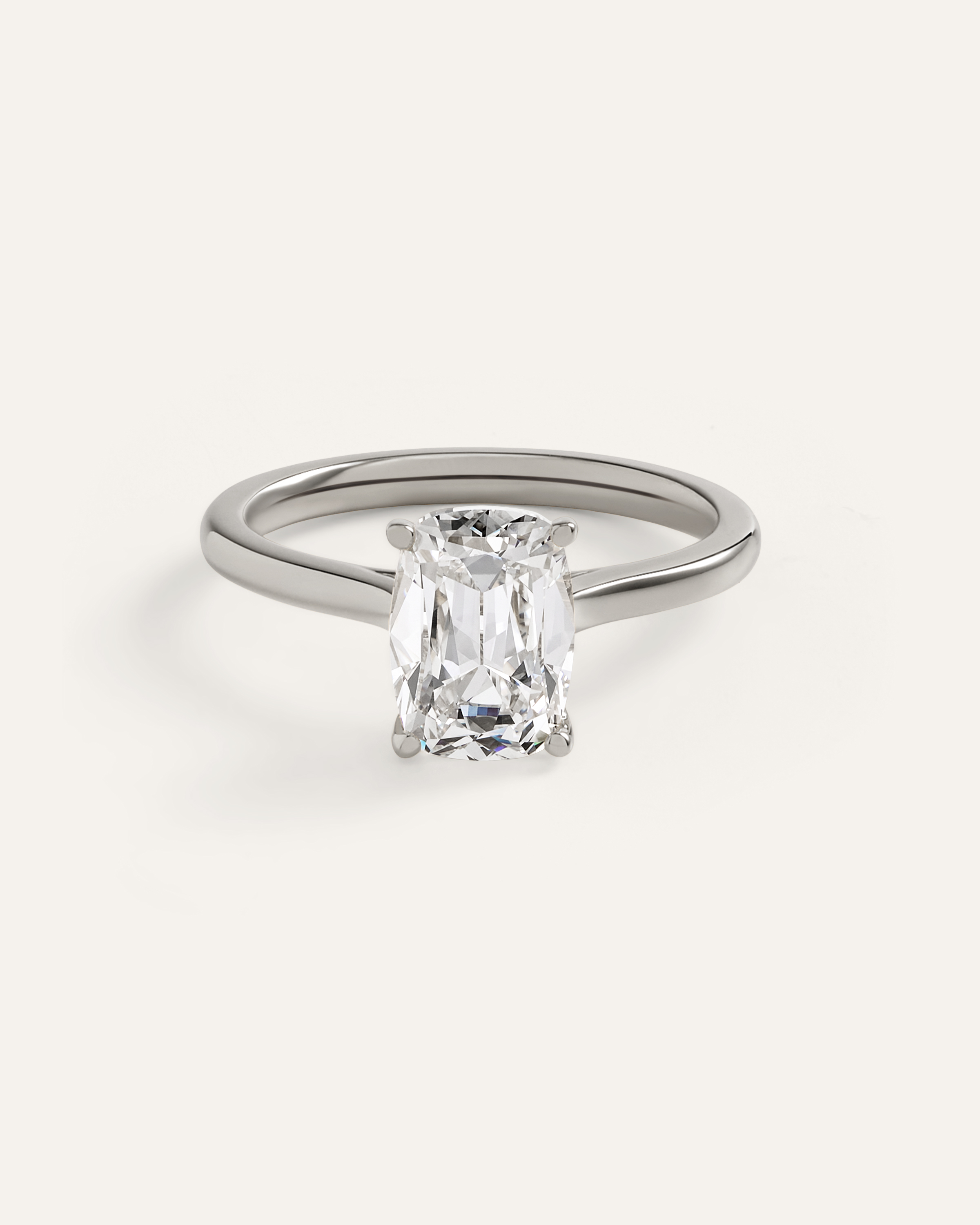 White Gold Lab Grown Diamond Antique Cushion Trellis Cathedral Engagement Ring - 2.5ct