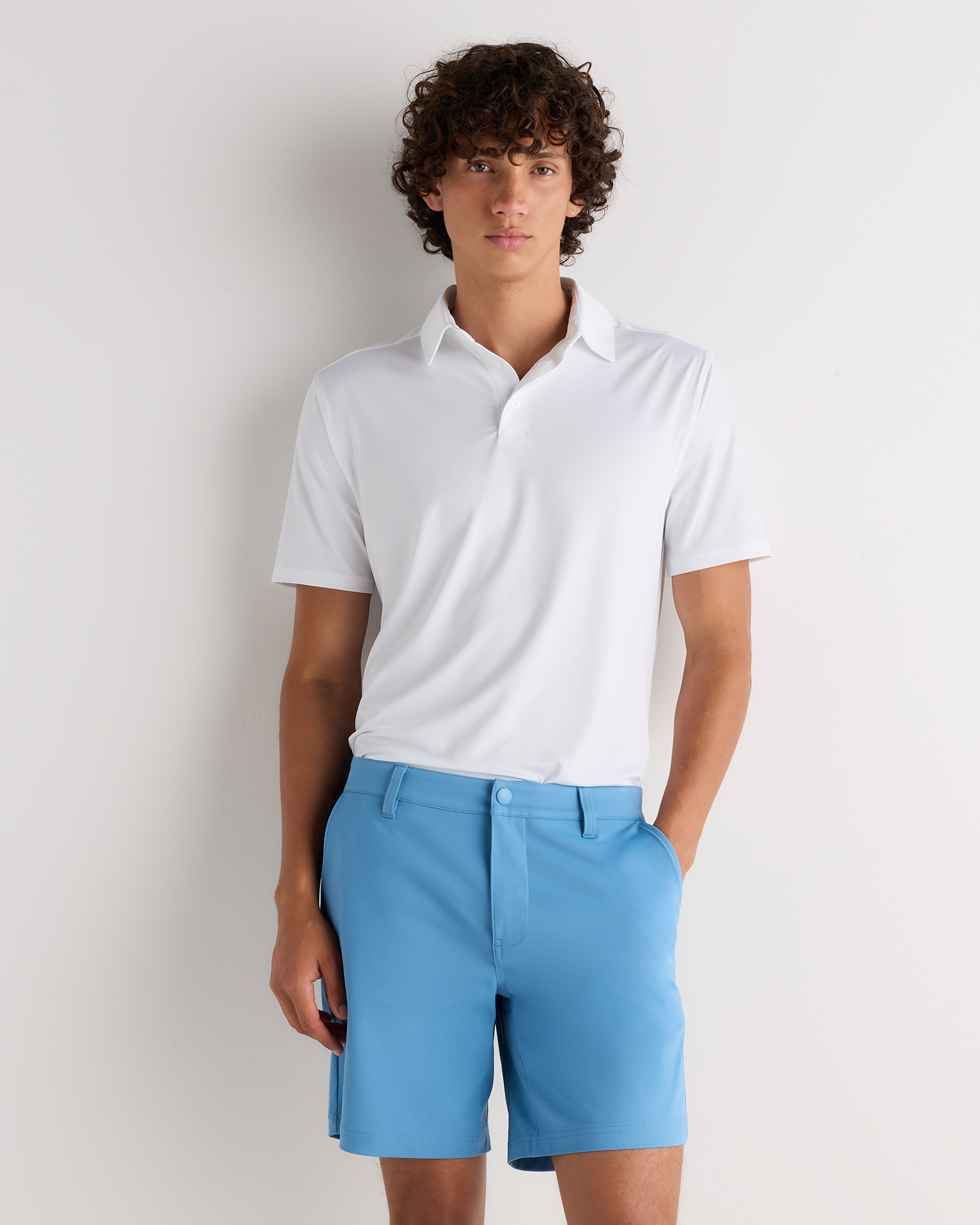 Classic White Performance Jersey Short Sleeve Golf Polo